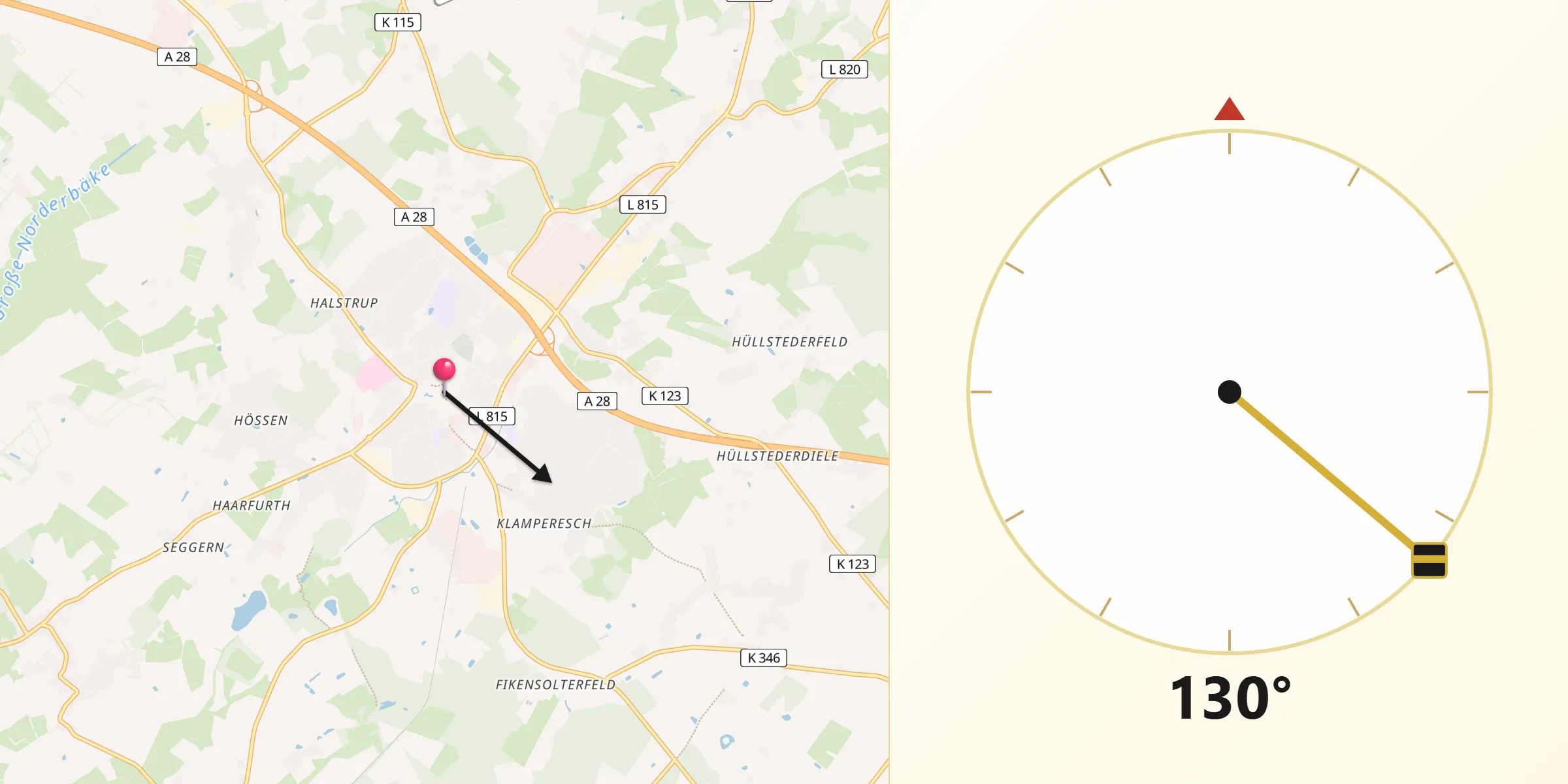 Qibla-Richtung von Westerstede