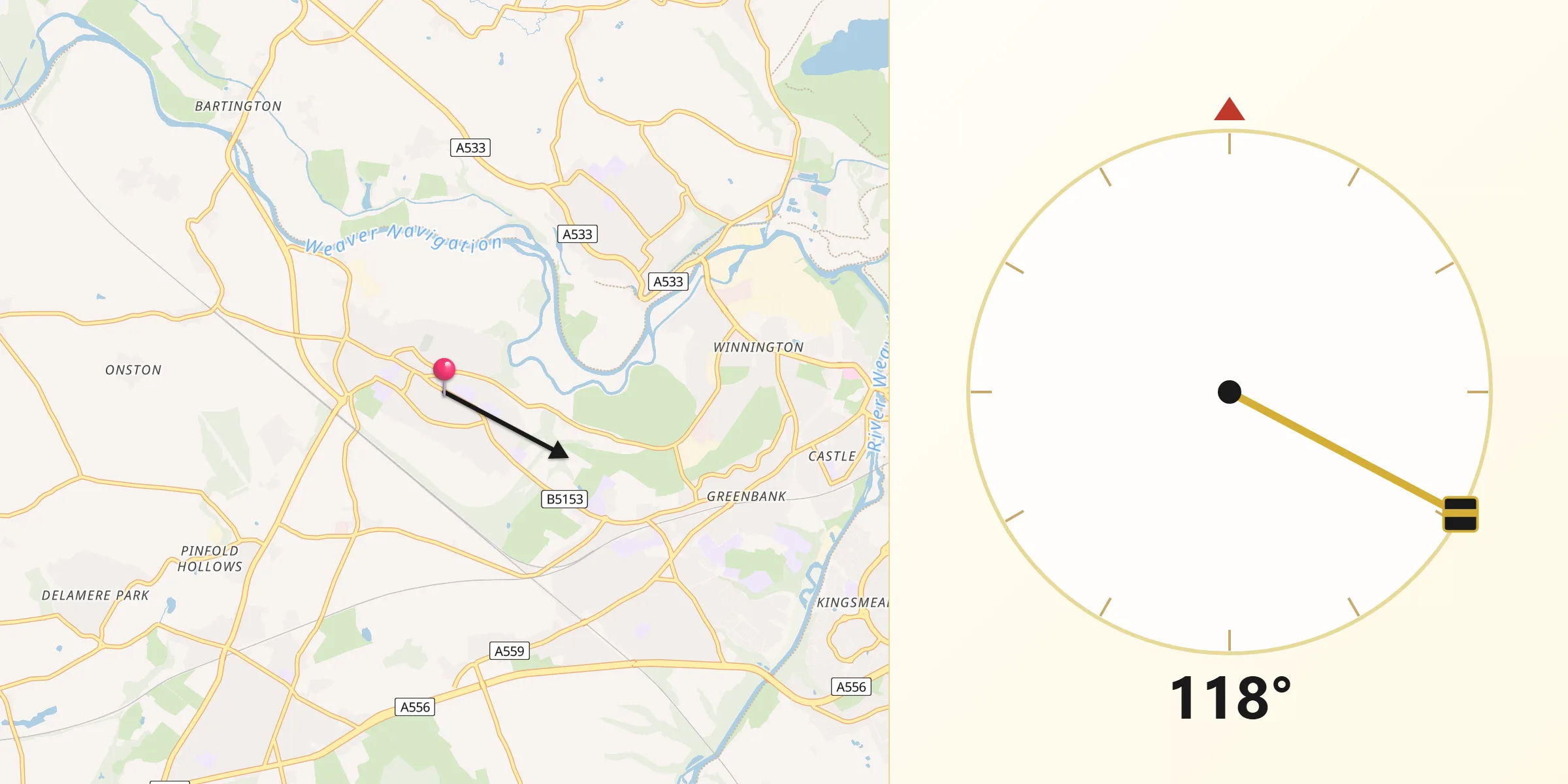 Qibla Direction from Weaverham