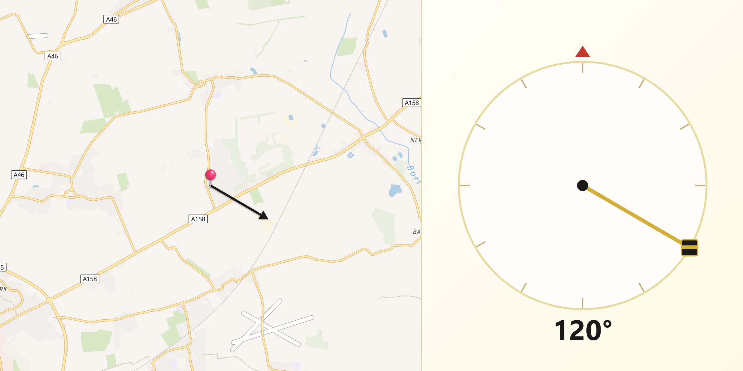 Qibla Direction from Sudbrooke
