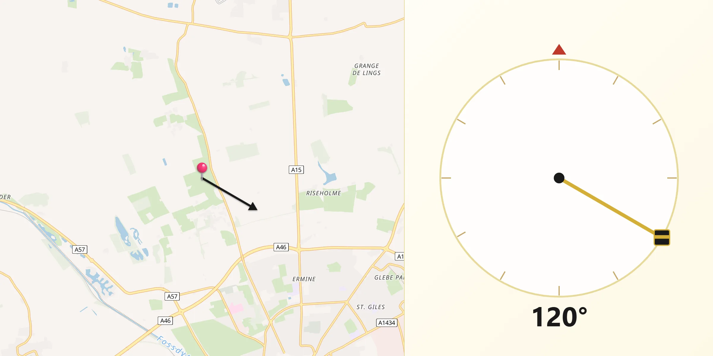 Qibla Direction from Burton