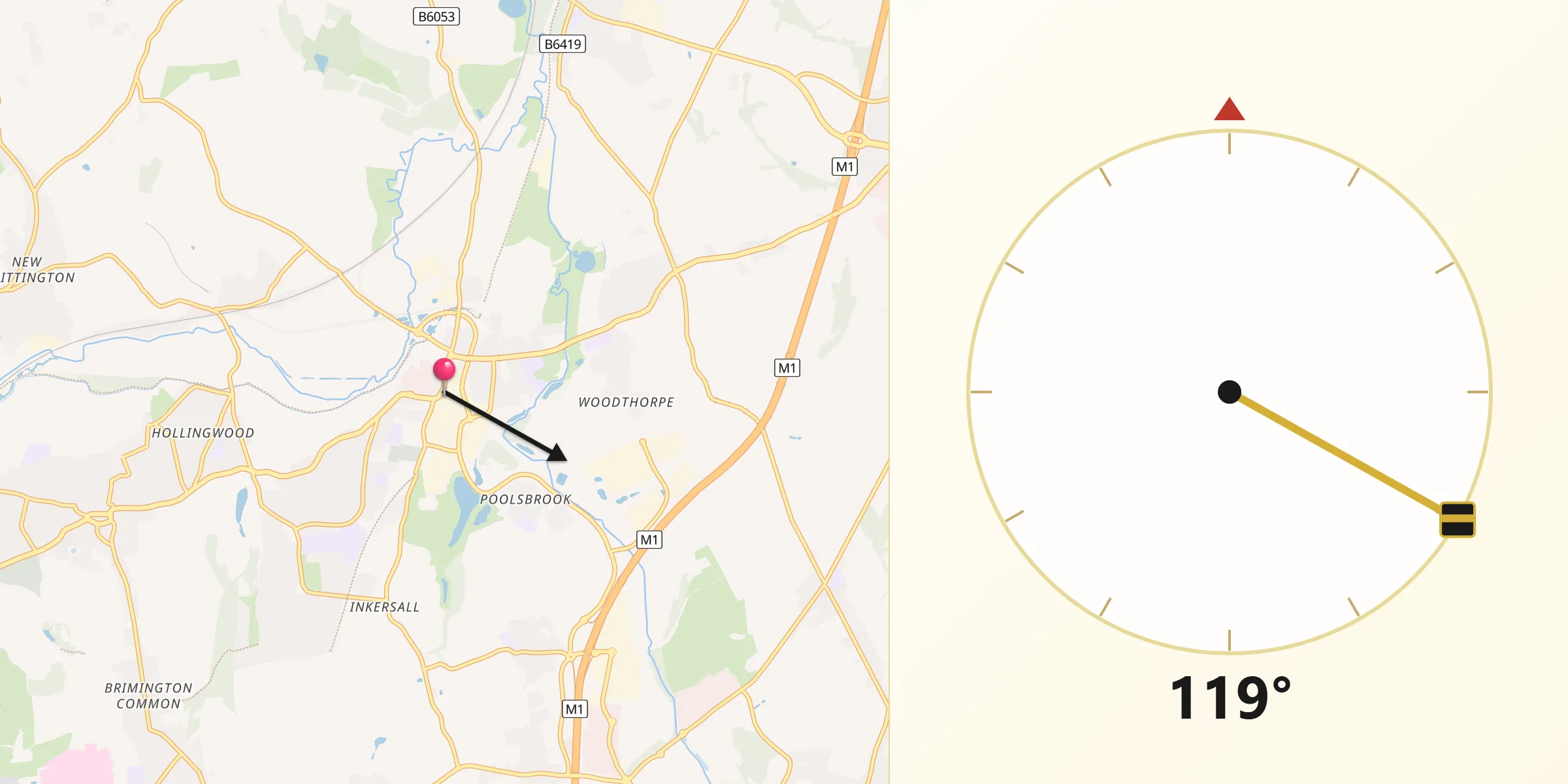 Qibla Direction from Staveley