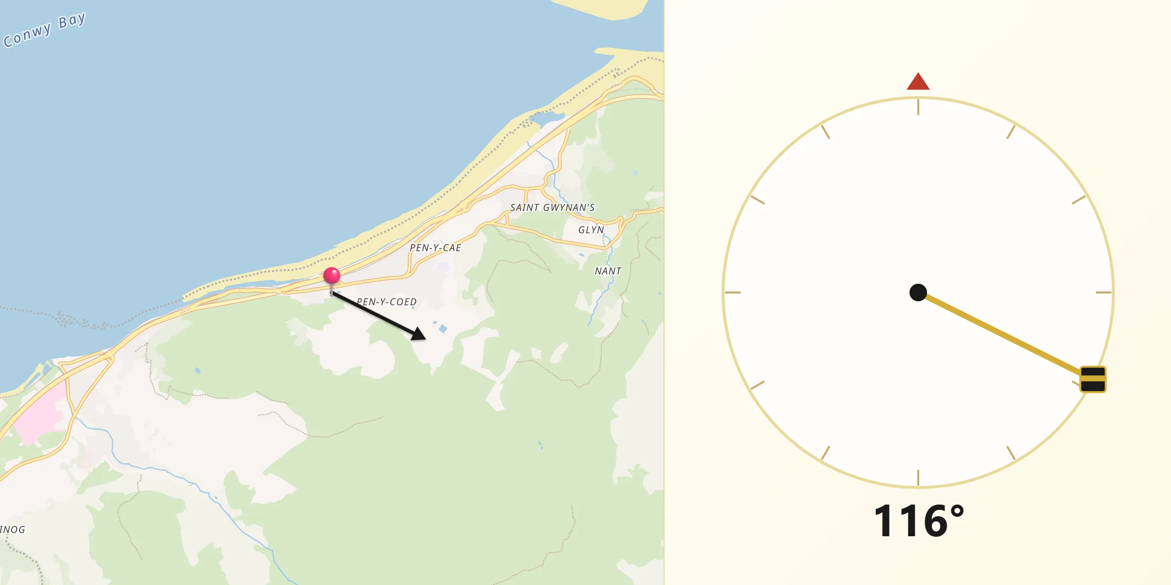 Qibla Direction from Penmaenmawr