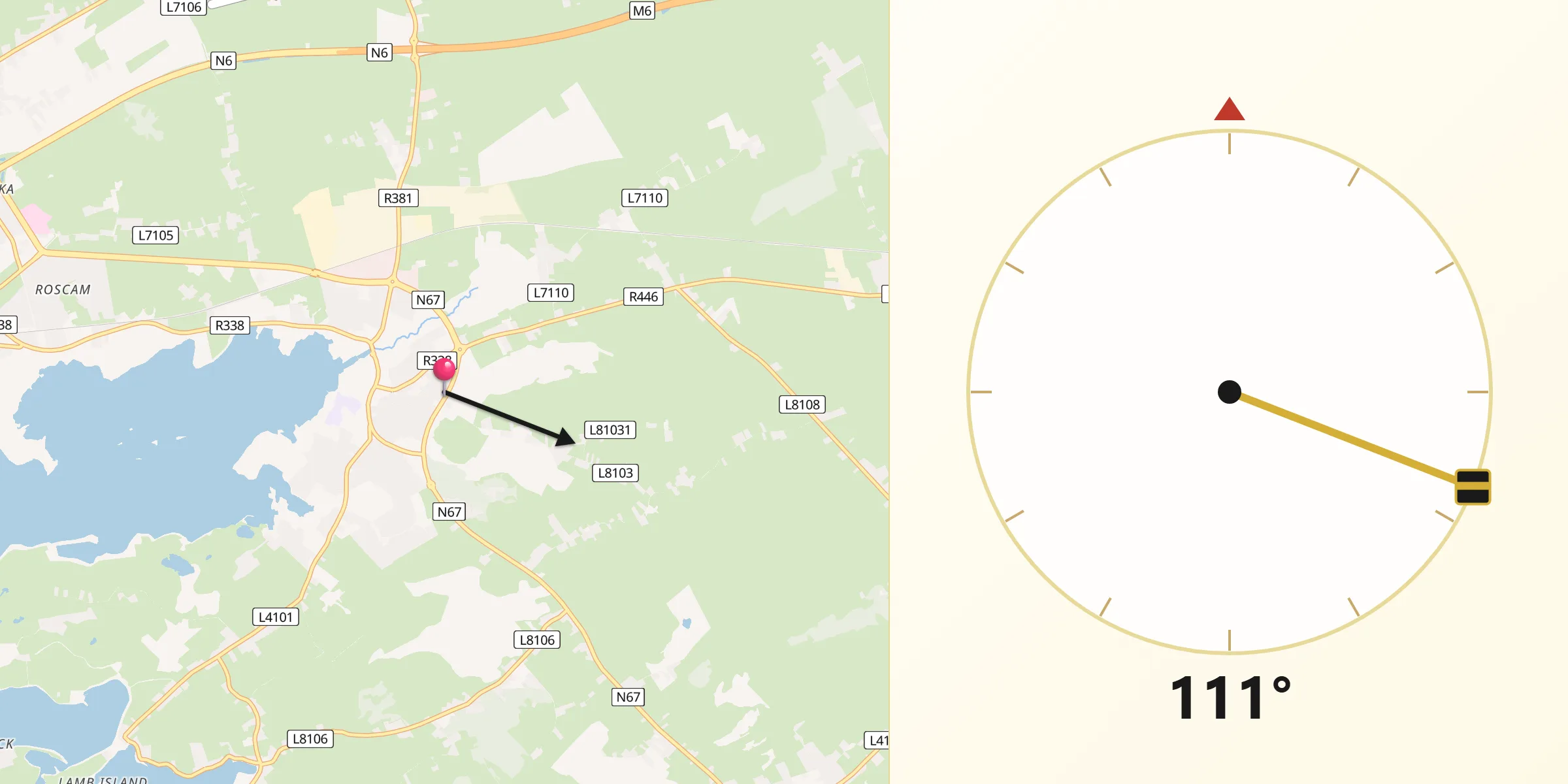 Qibla Direction from Oranmore