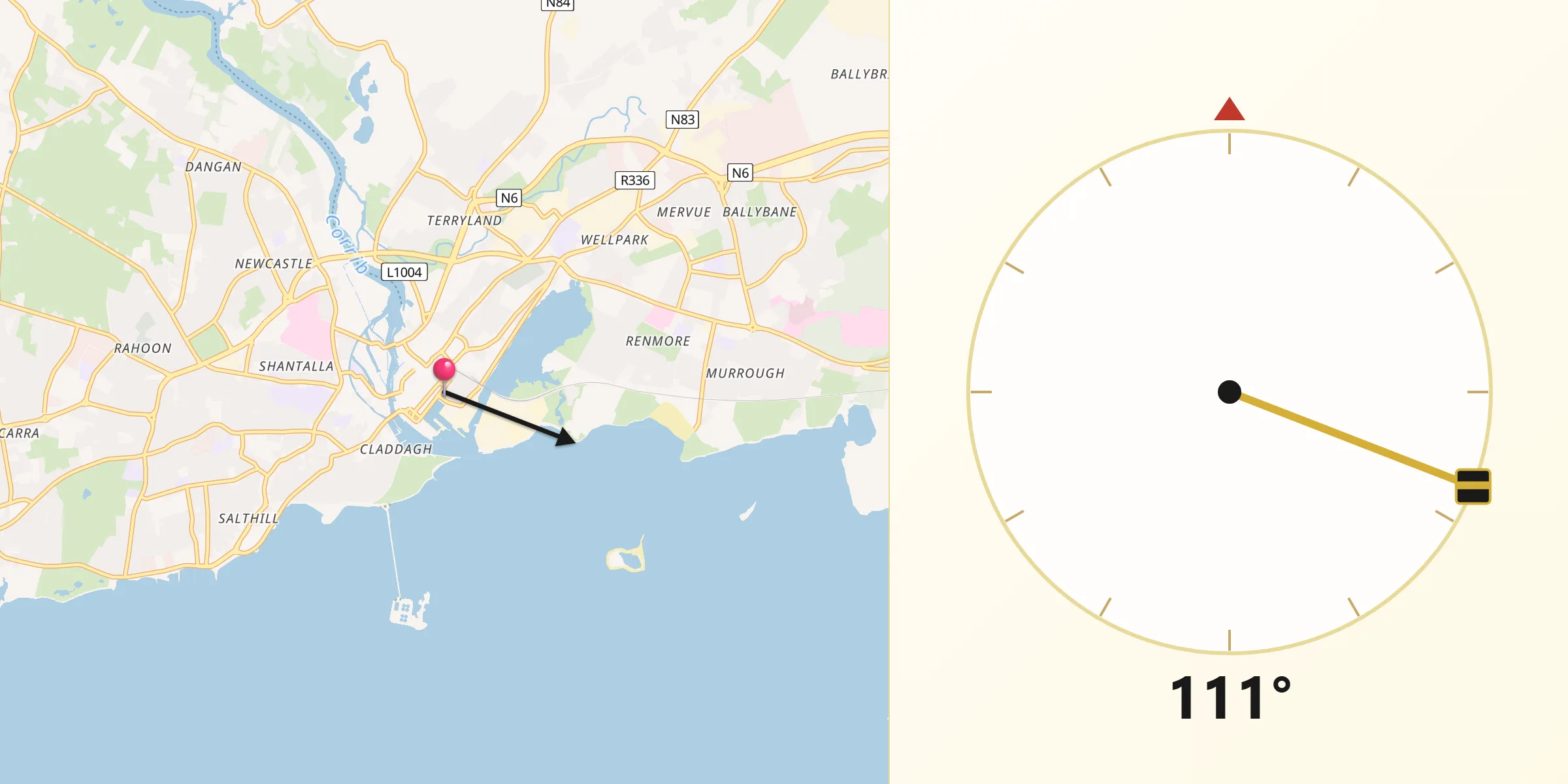 Qibla Direction from Gaillimh