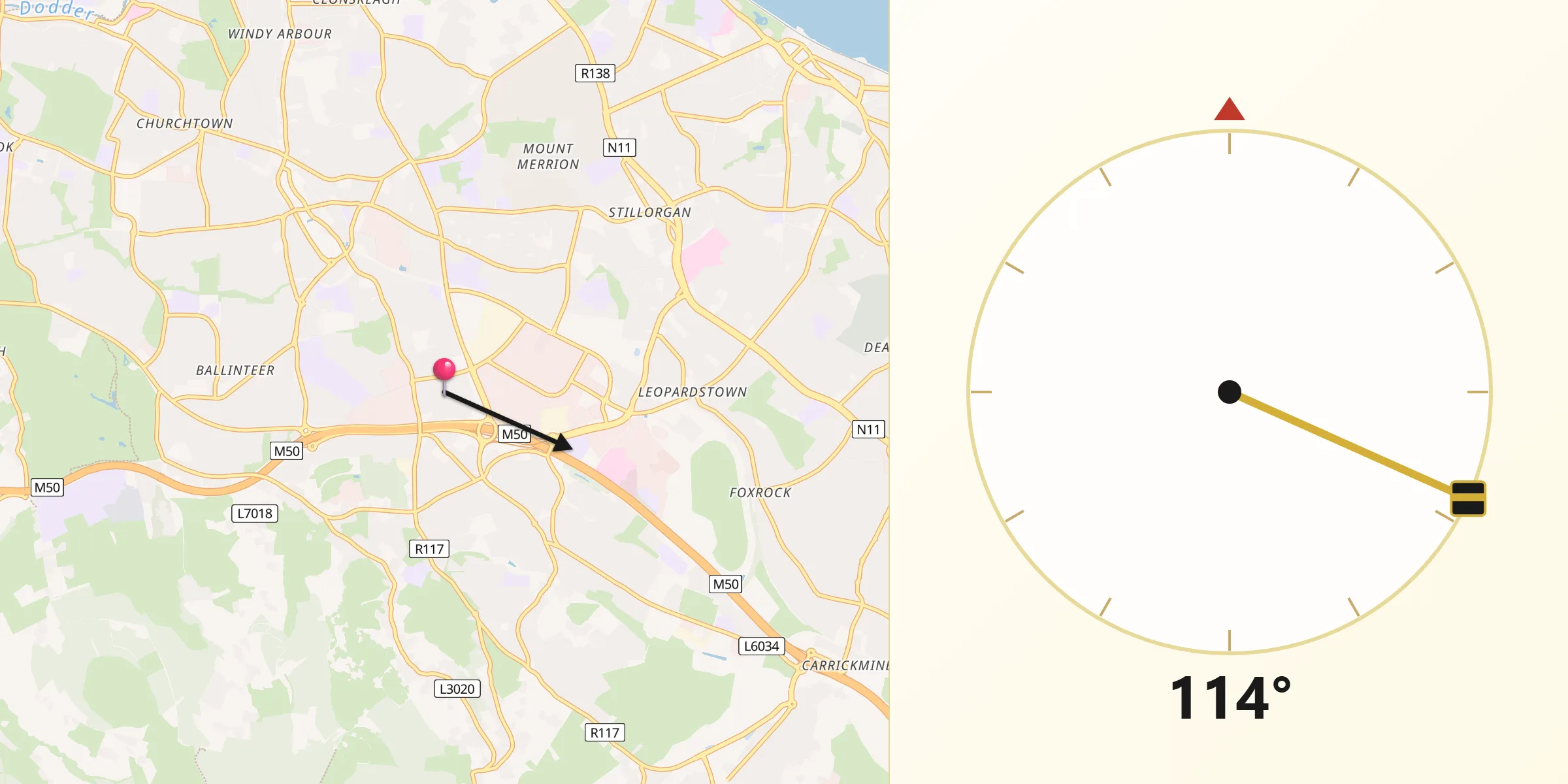 Qibla Direction from Sandyford