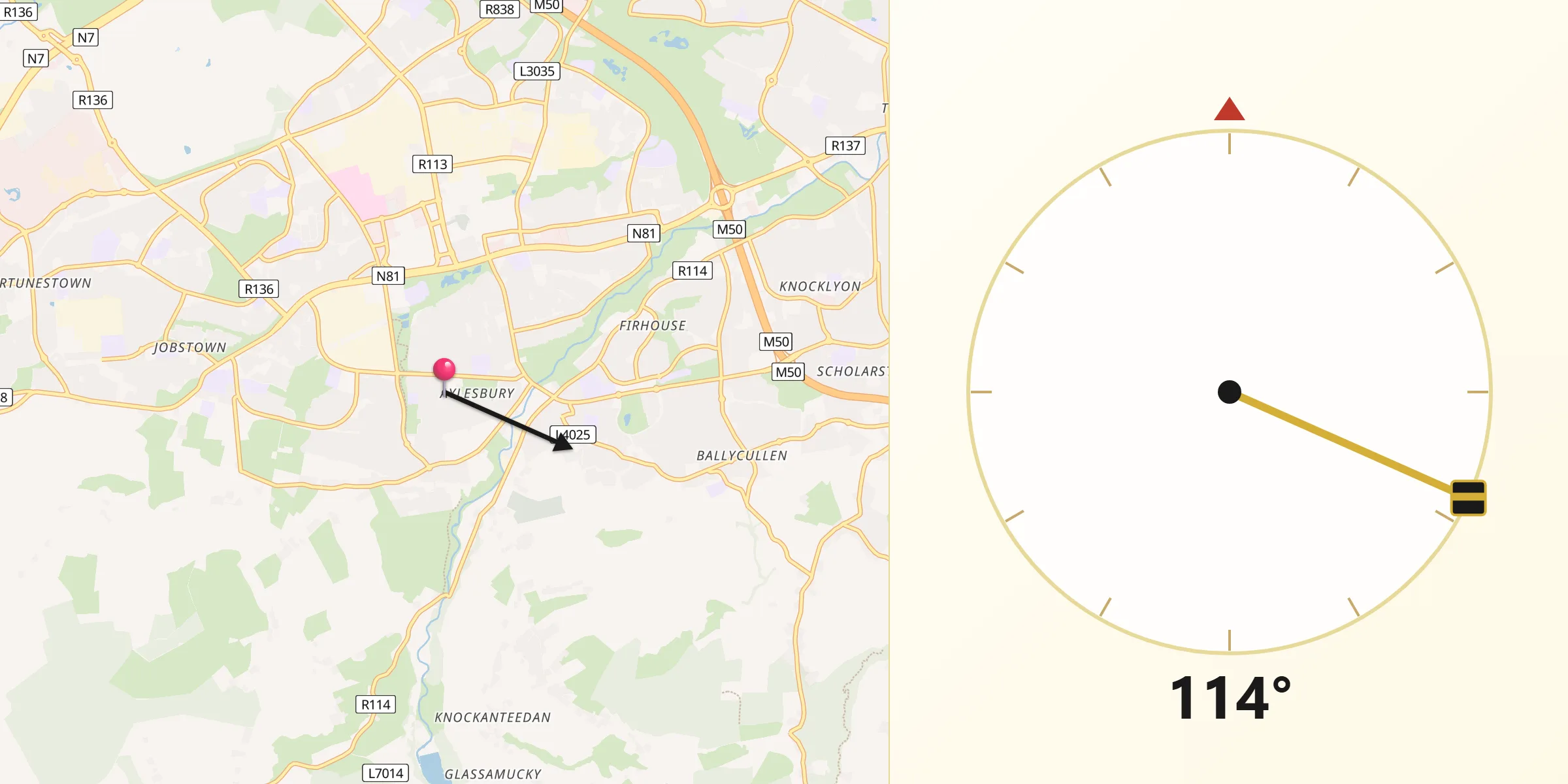 Qibla Direction from Oldbawn