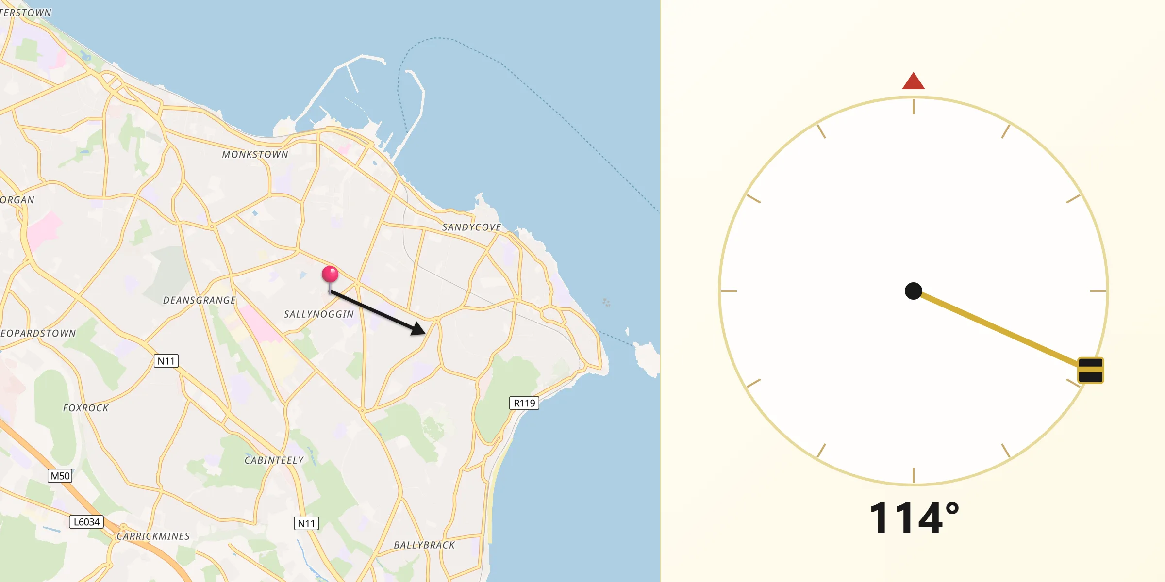 Qibla Direction from Sallynoggin