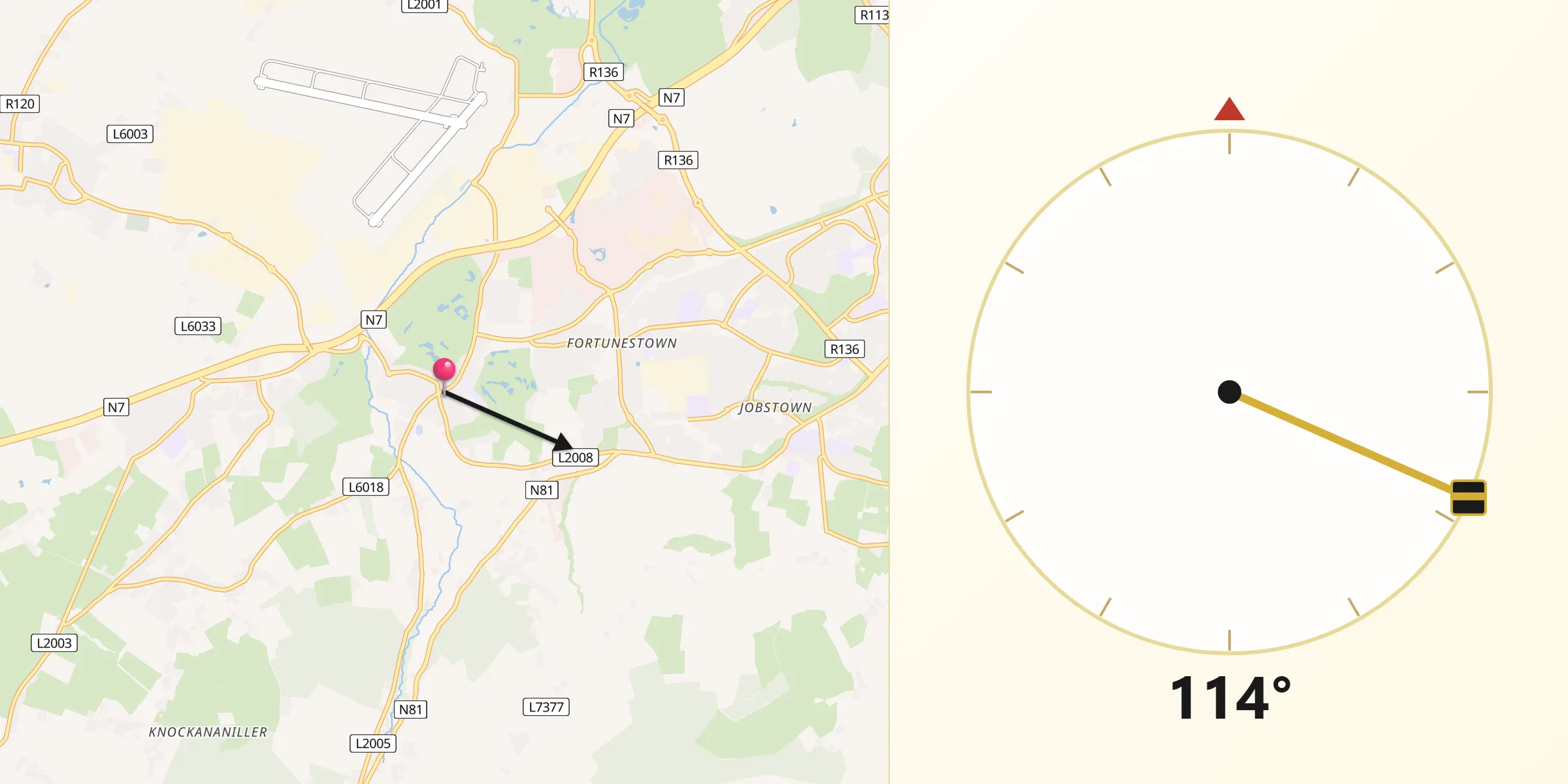 Qibla Direction from Saggart