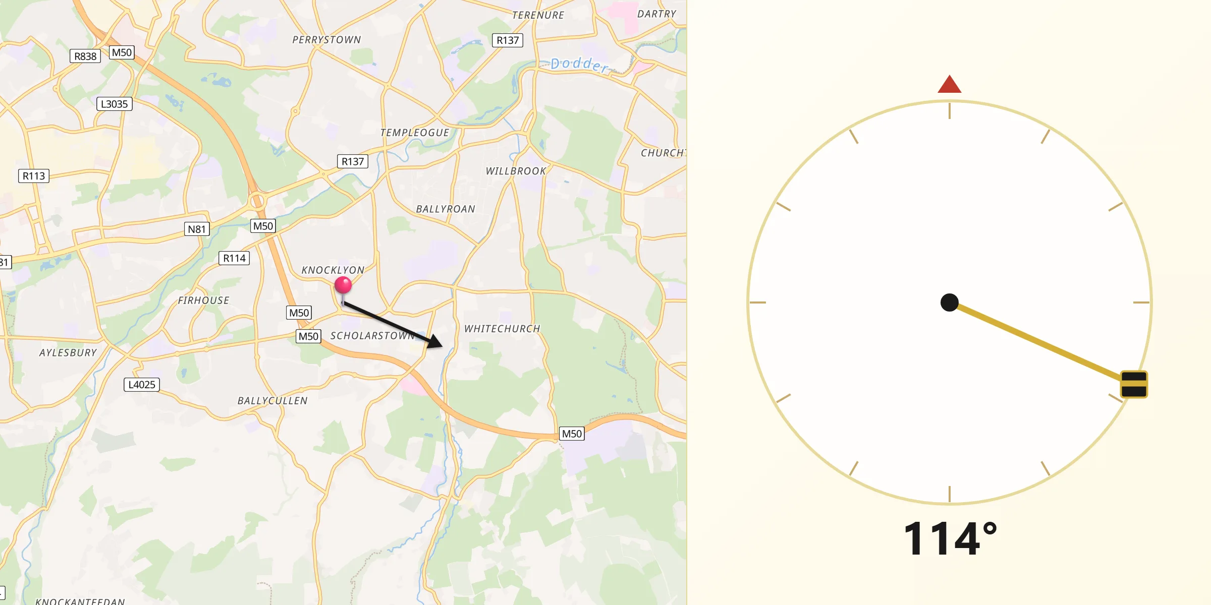 Qibla Direction from Ballyboden