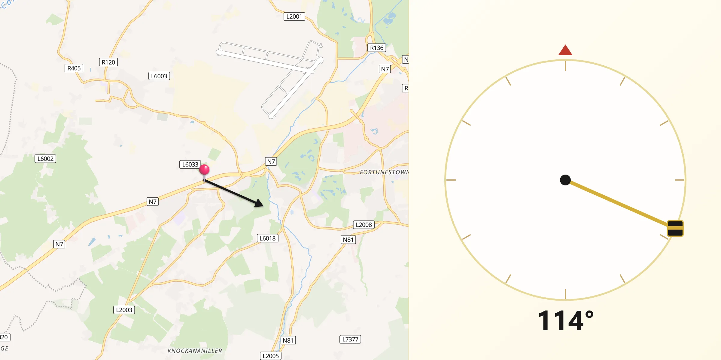 Qibla Direction from Rathcoole