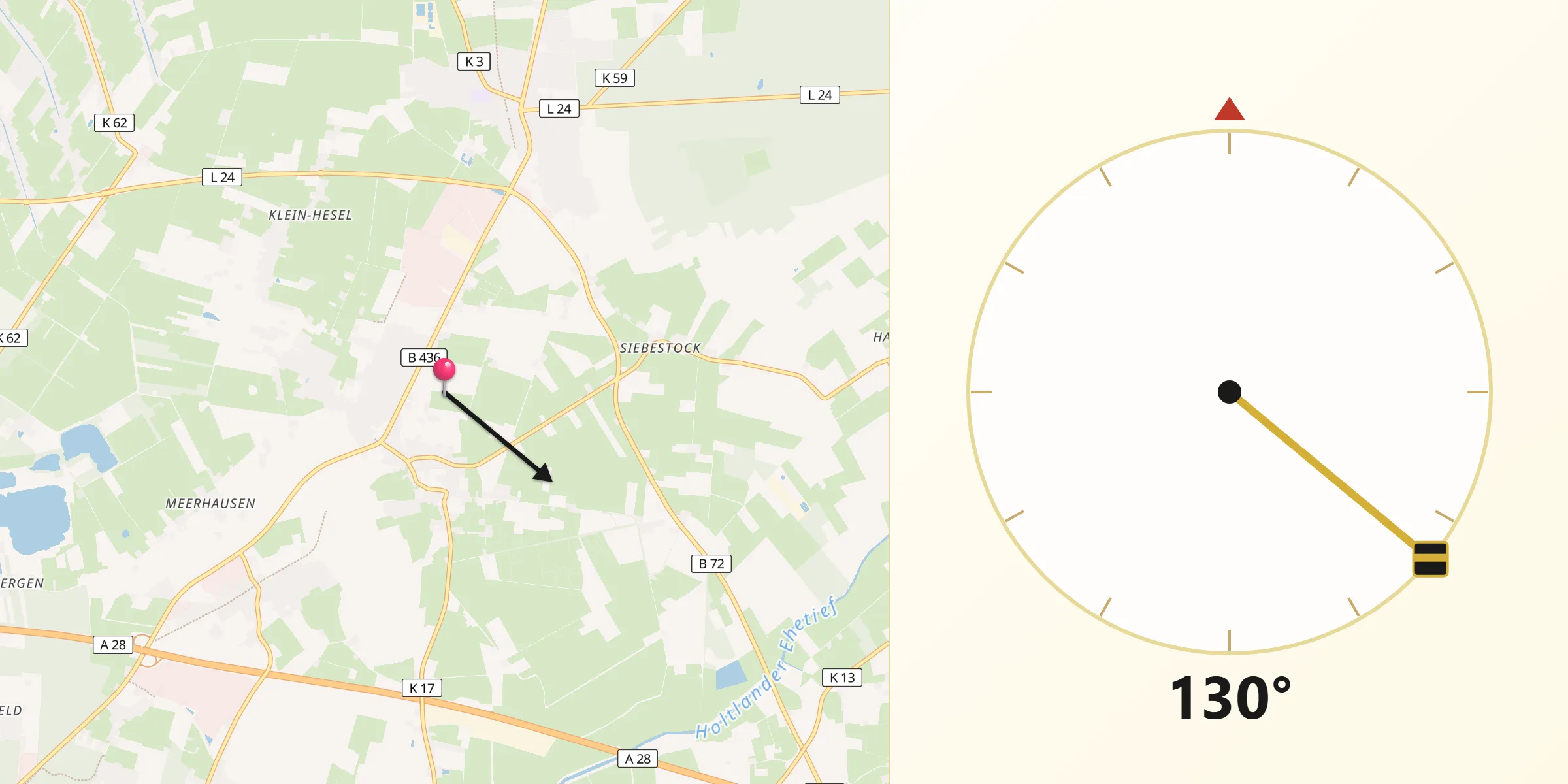 Qibla-Richtung von Holtland