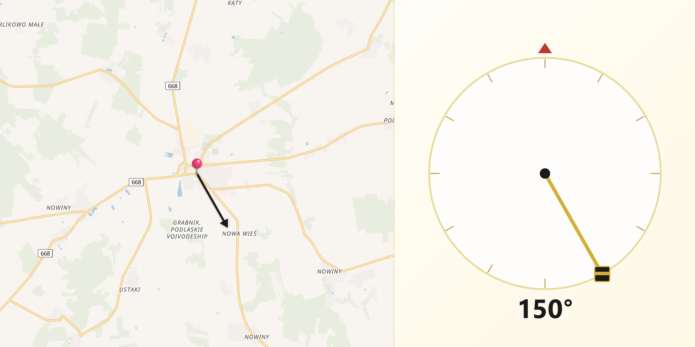 Kierunek Qibla z Jedwabne
