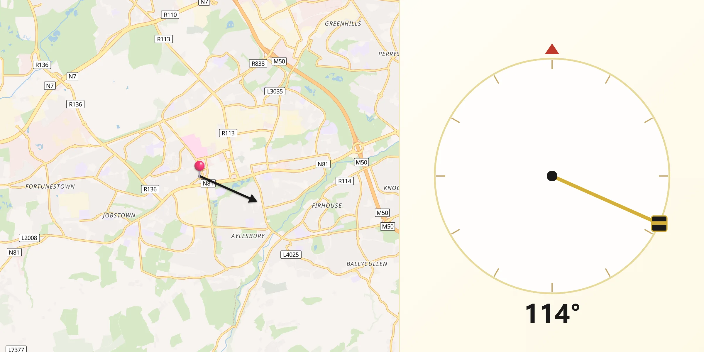 Kierunek Qibla z Dublin Południowy