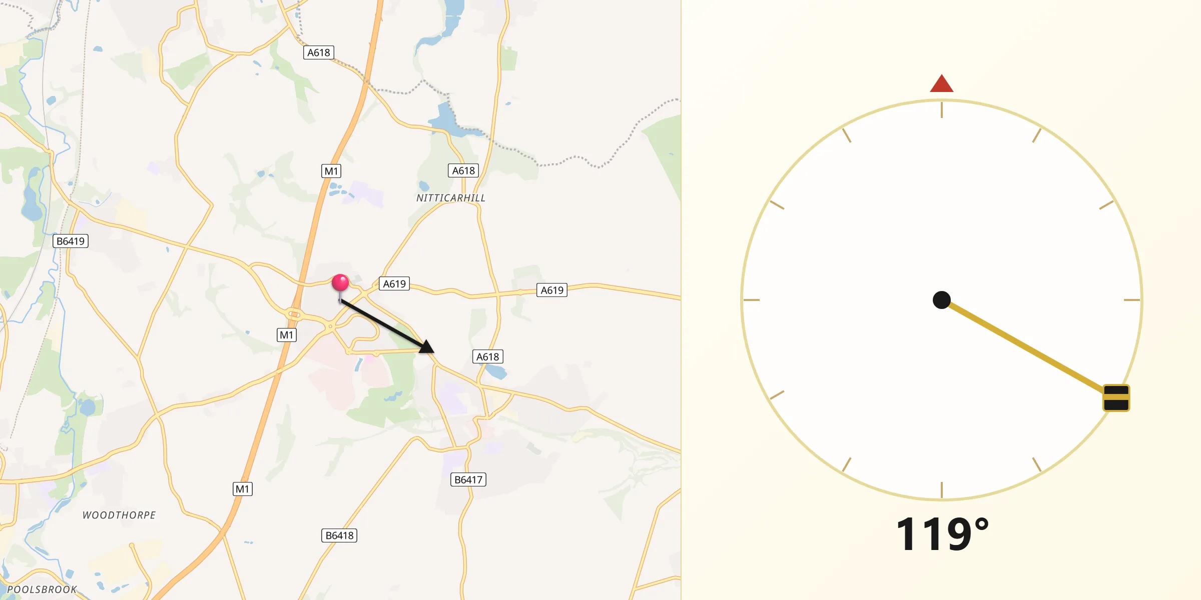 Qibla Direction from Barlborough