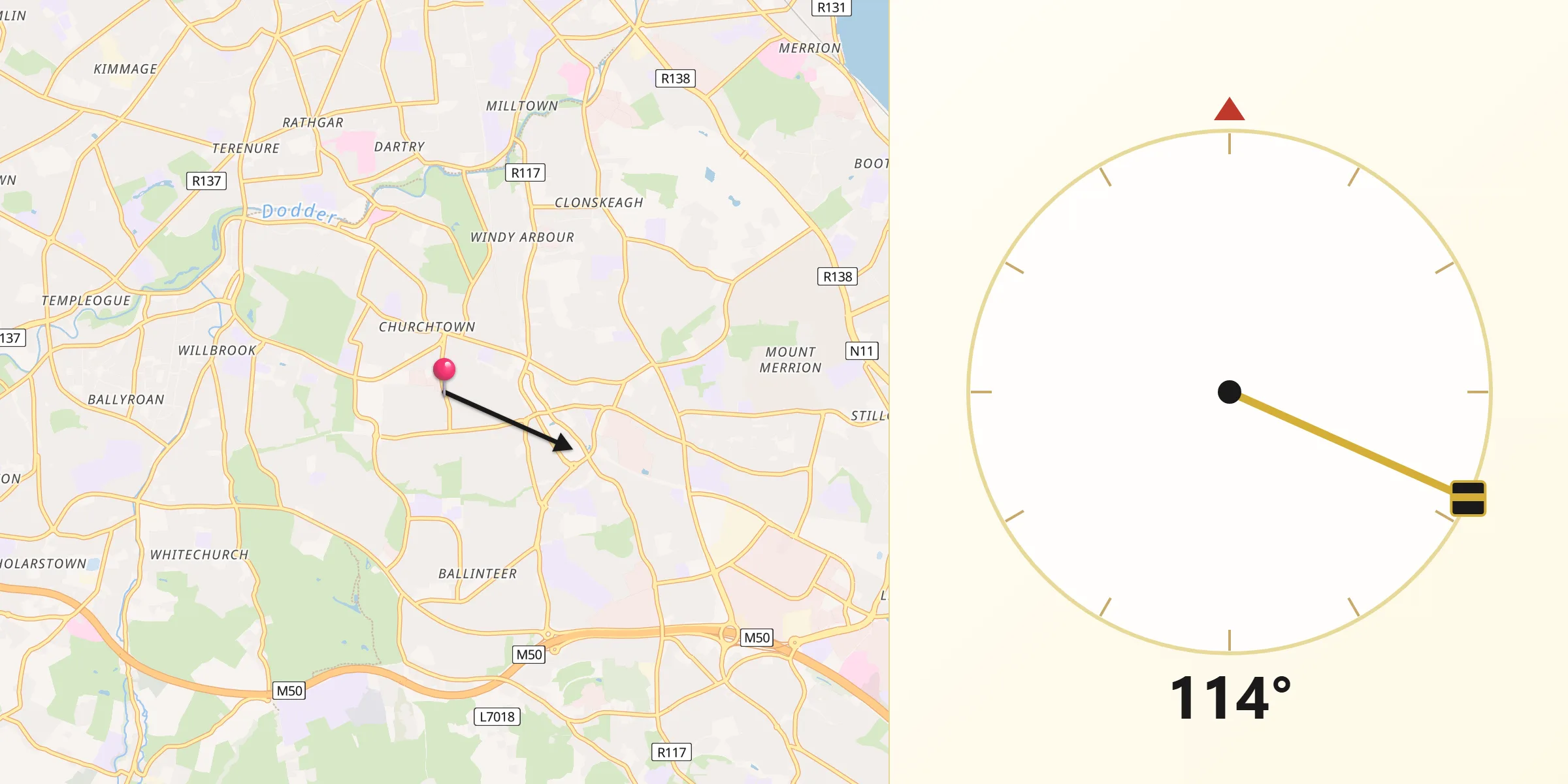 Qibla Direction from Dundrum