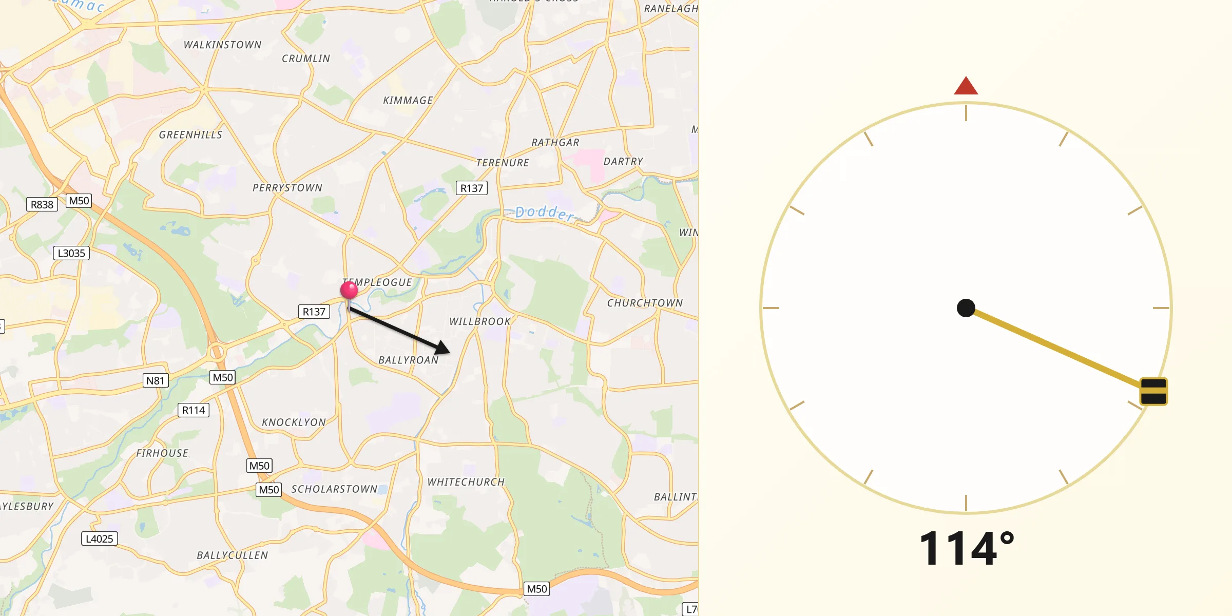 Qibla Direction from Templeogue