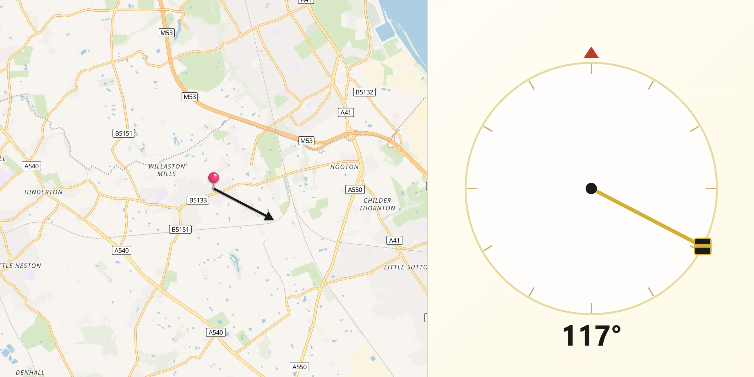 Qibla Direction from Willaston