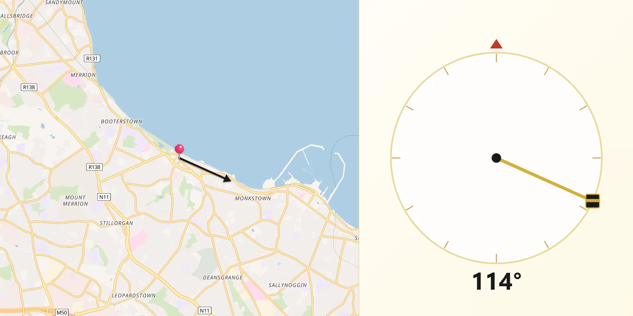 Qibla Direction from Blackrock