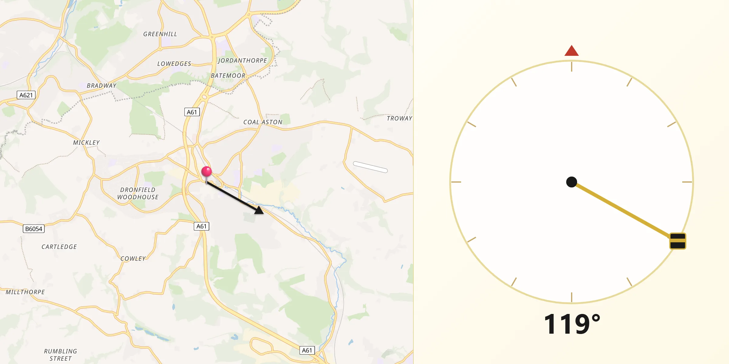 Qibla Direction from Dronfield
