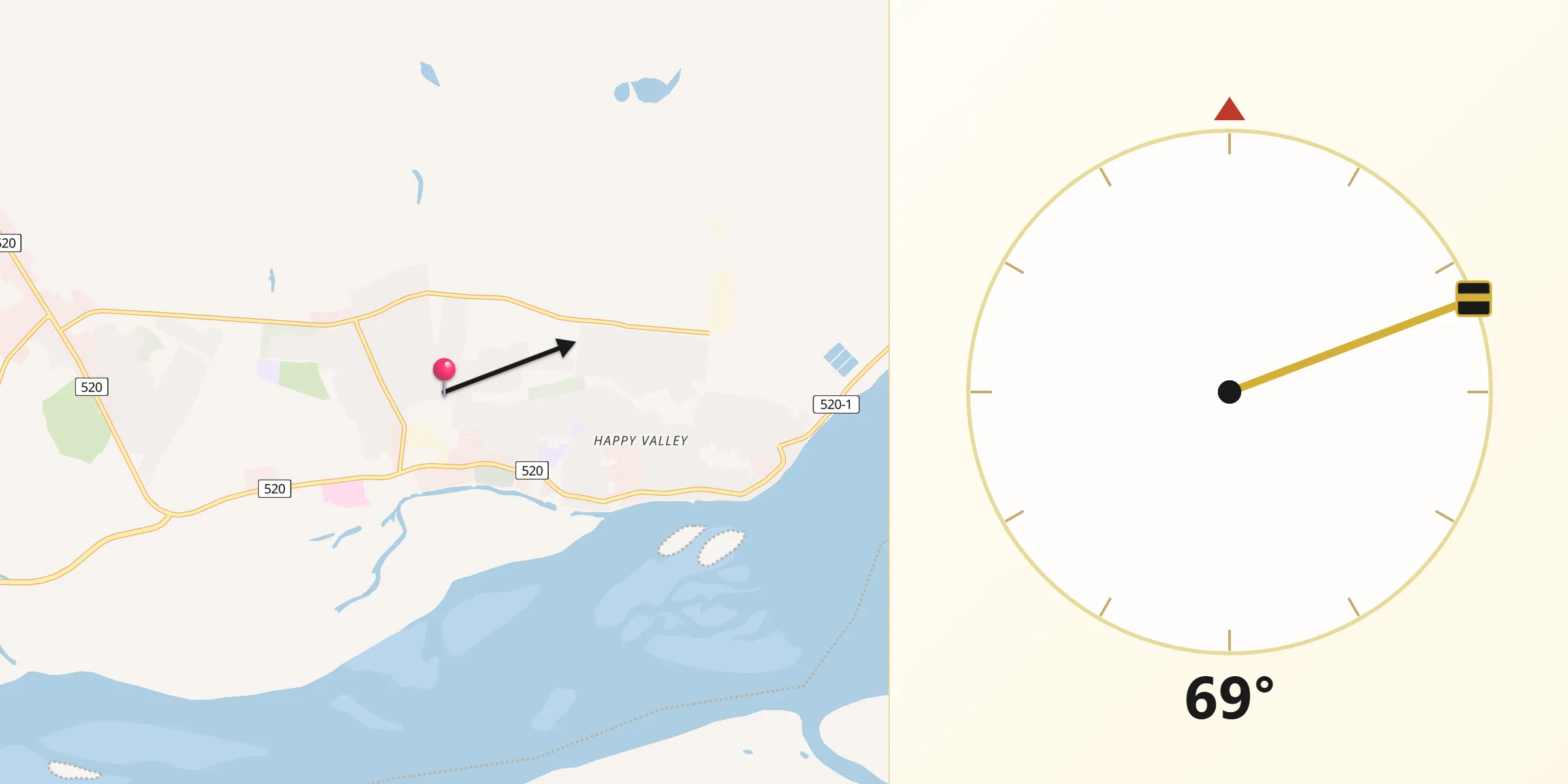 Qibla Direction from Happy Valley-Goose Bay