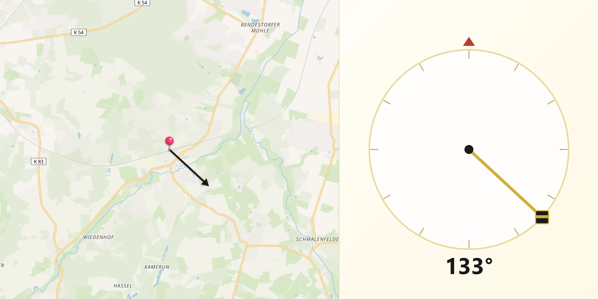 Qibla-Richtung von Jesteburg