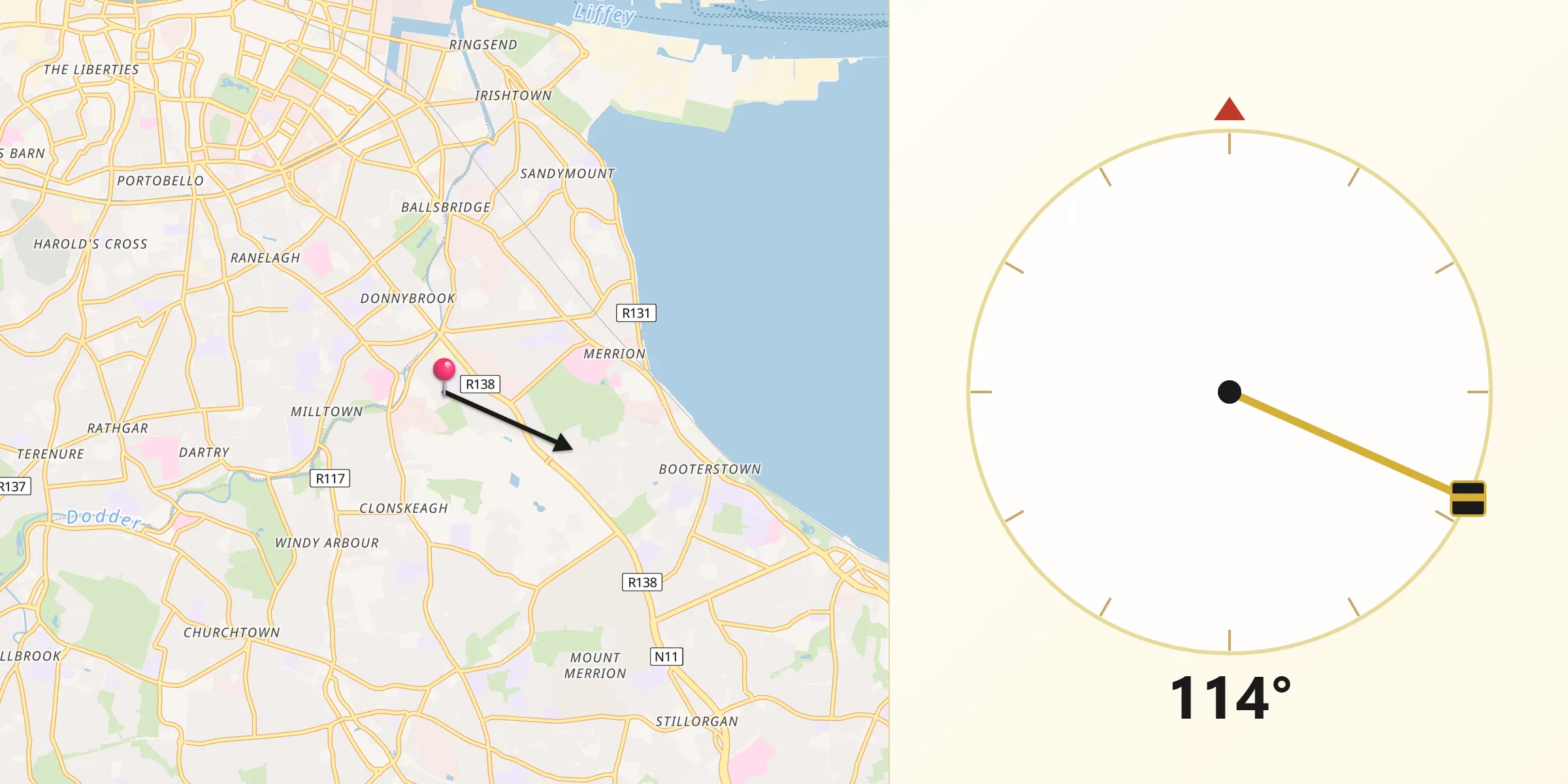 Qibla Direction from Clonskeagh
