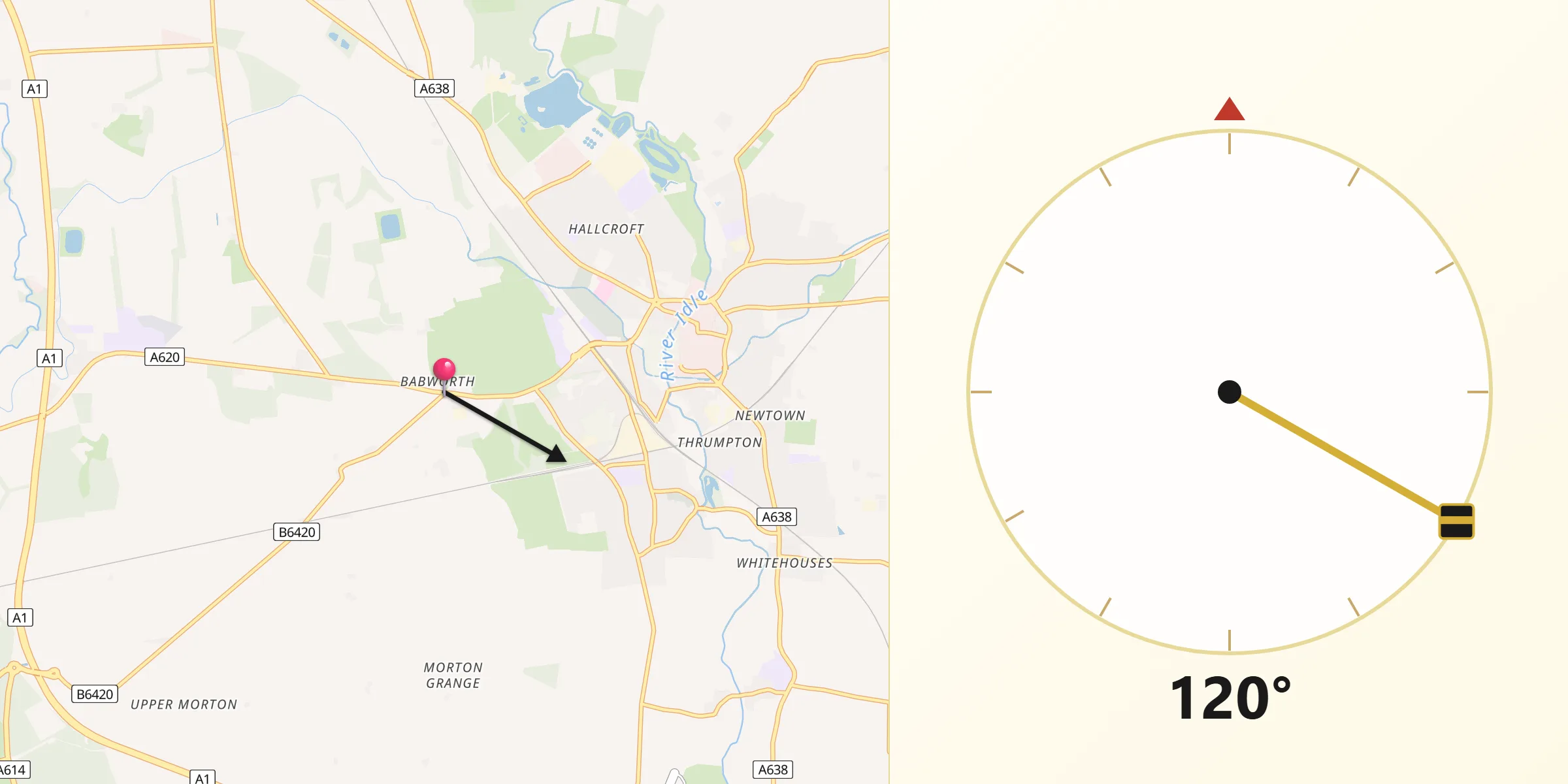 Qibla Direction from Babworth