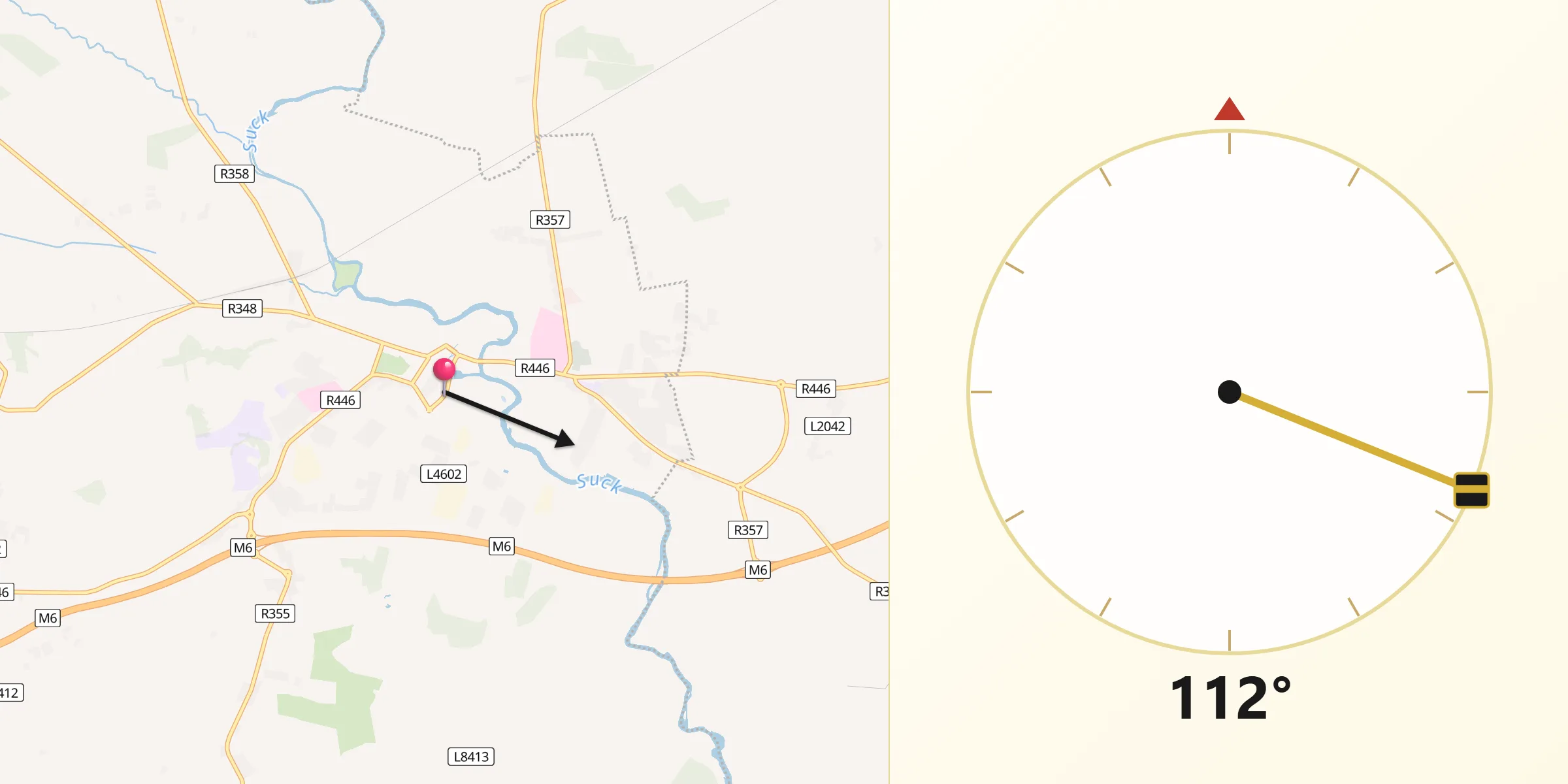 Qibla Direction from Ballinasloe