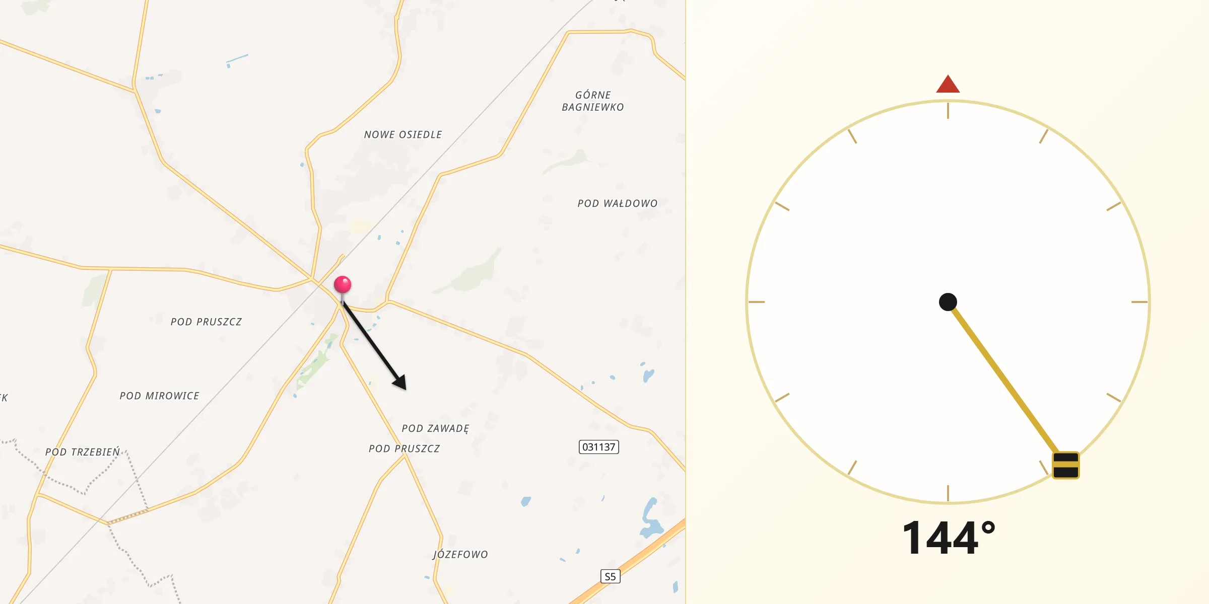 Kierunek Qibla z Pruszcz