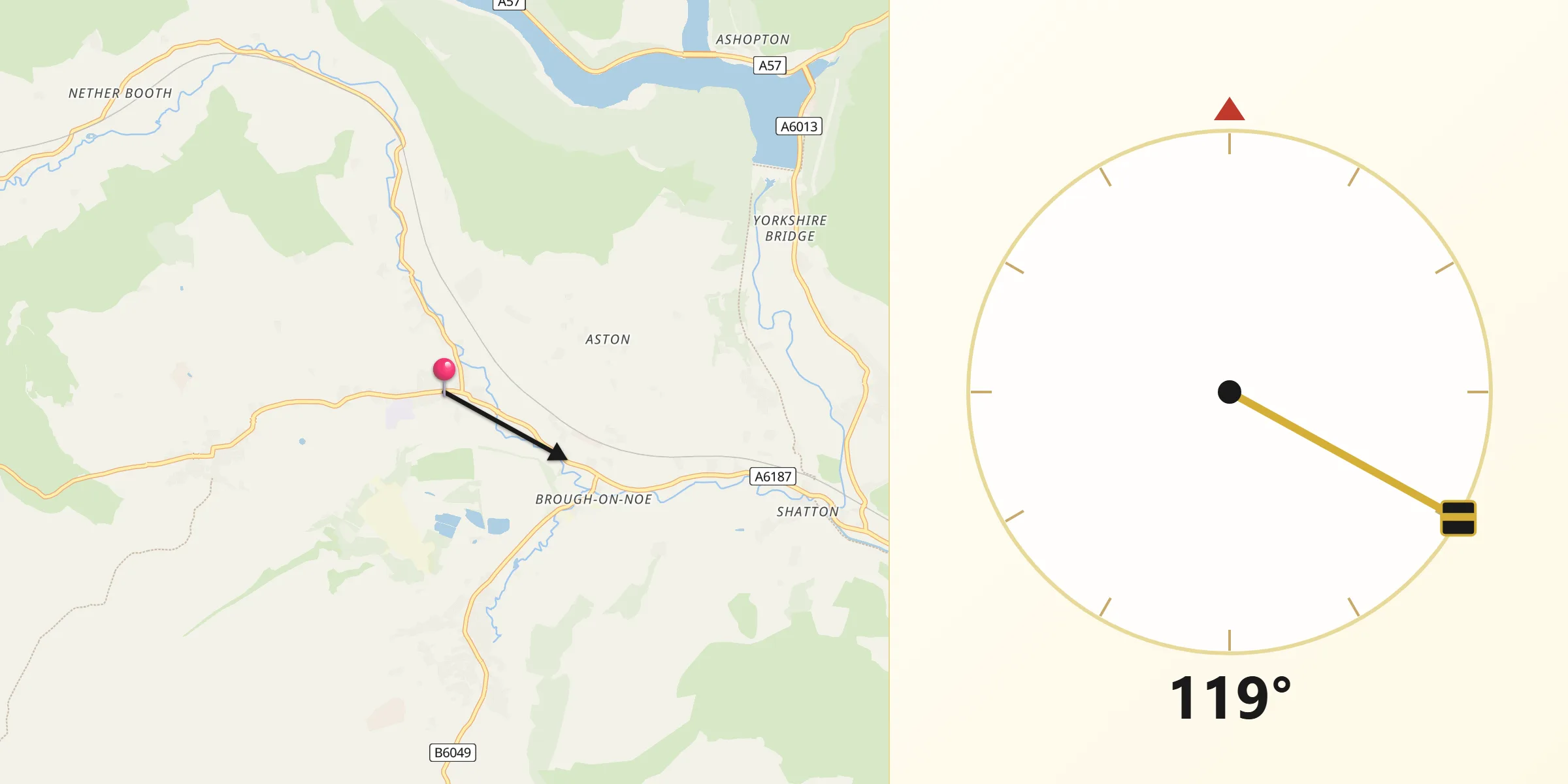 Qibla Direction from Hope Valley