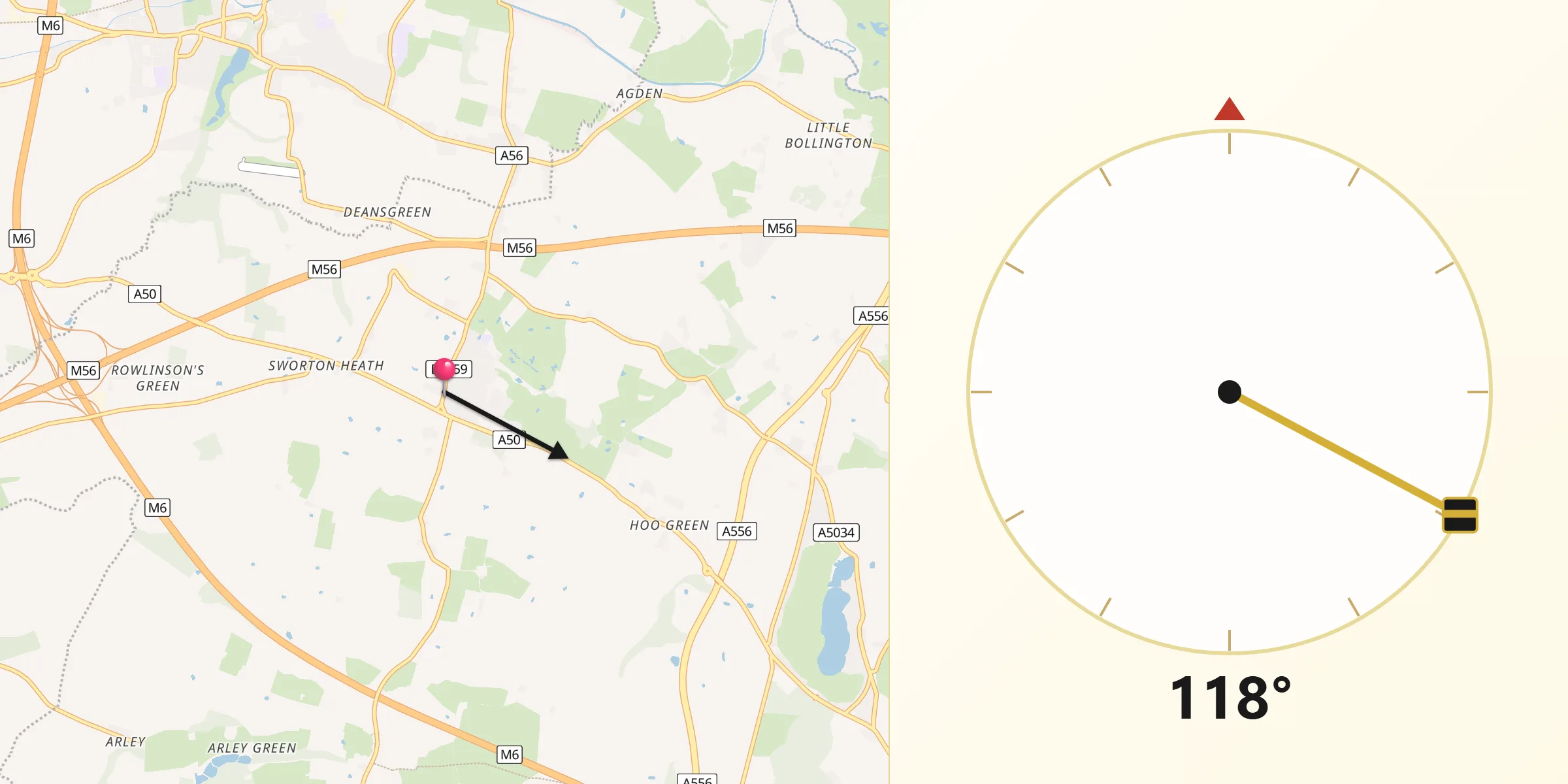 Qibla Direction from High Legh