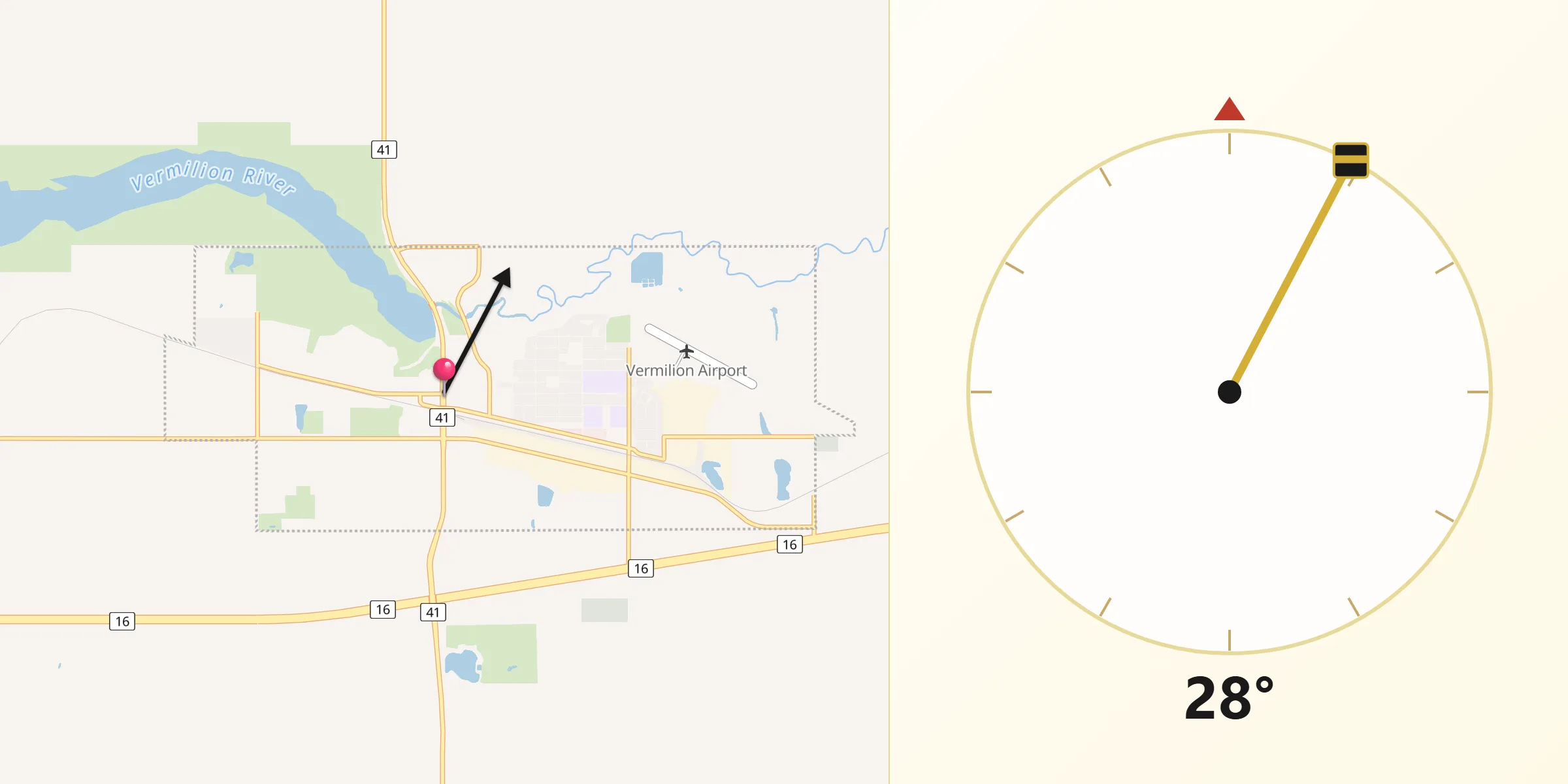 Qibla Direction from Vermilion