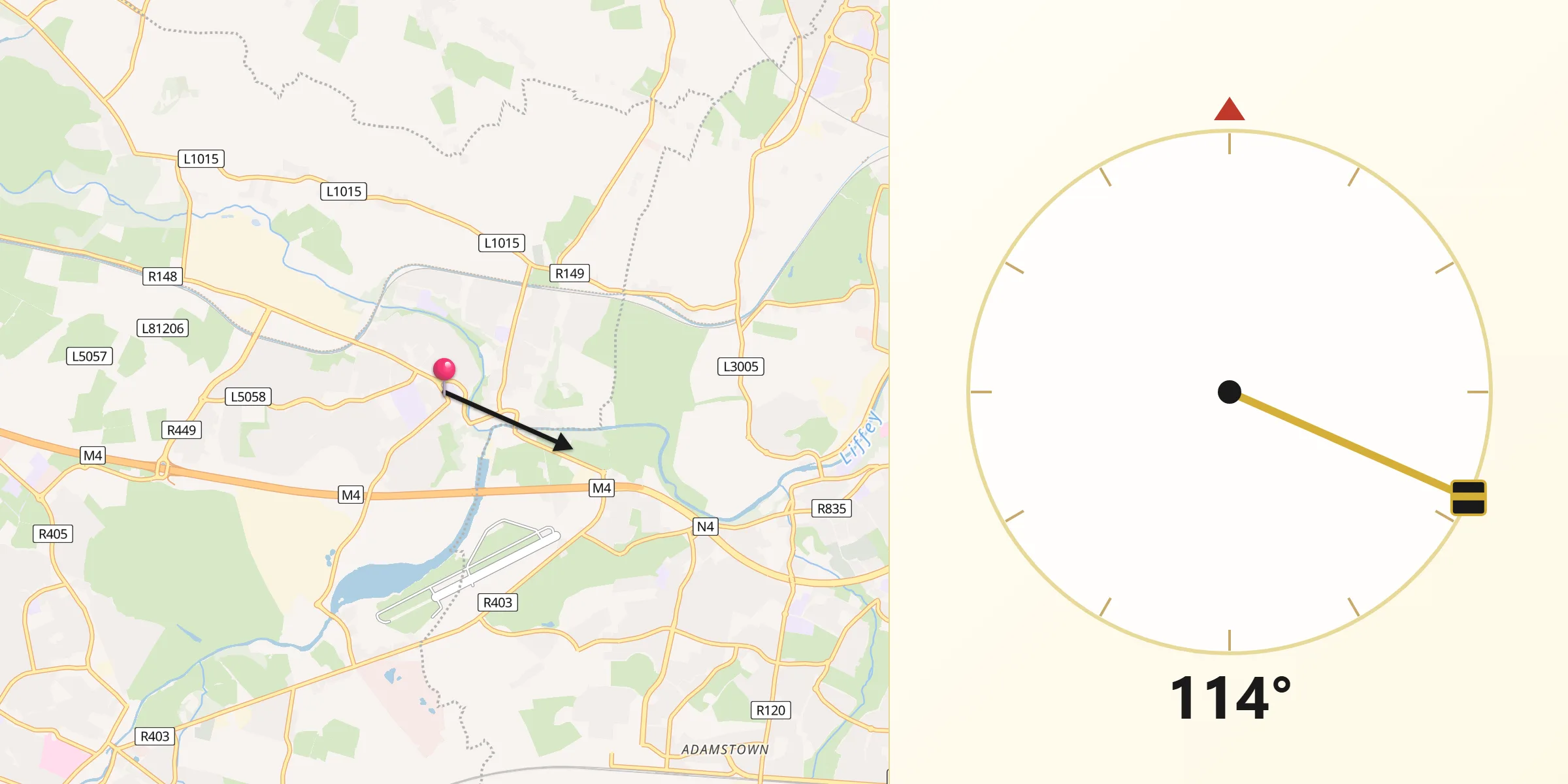 Qibla Direction from Leixlip