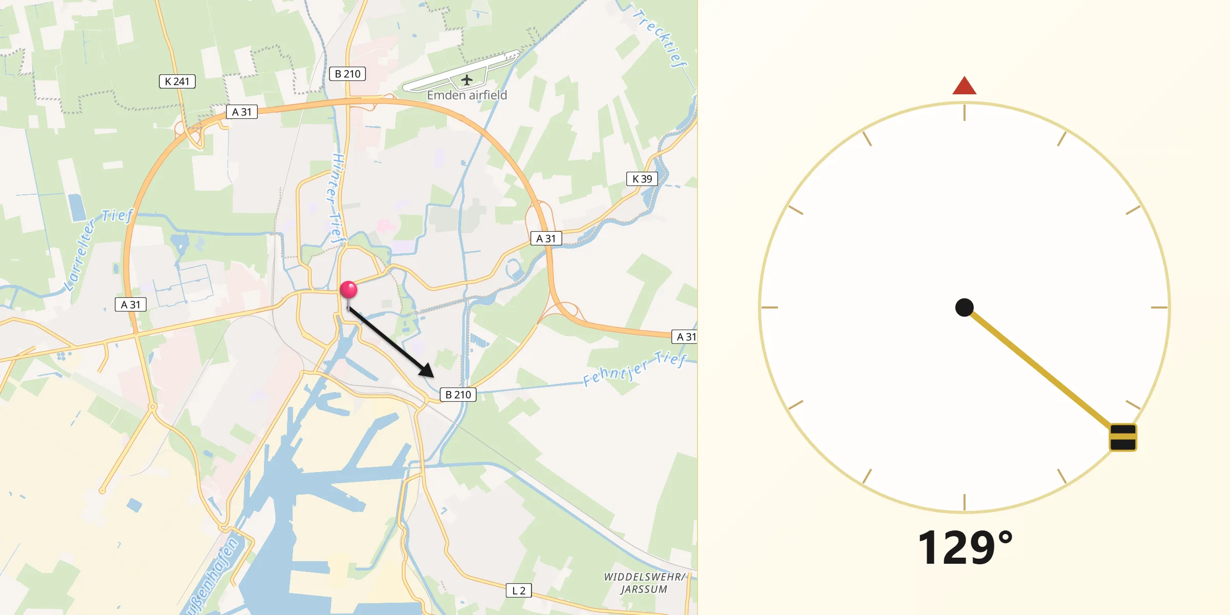 Qibla-Richtung von Emden