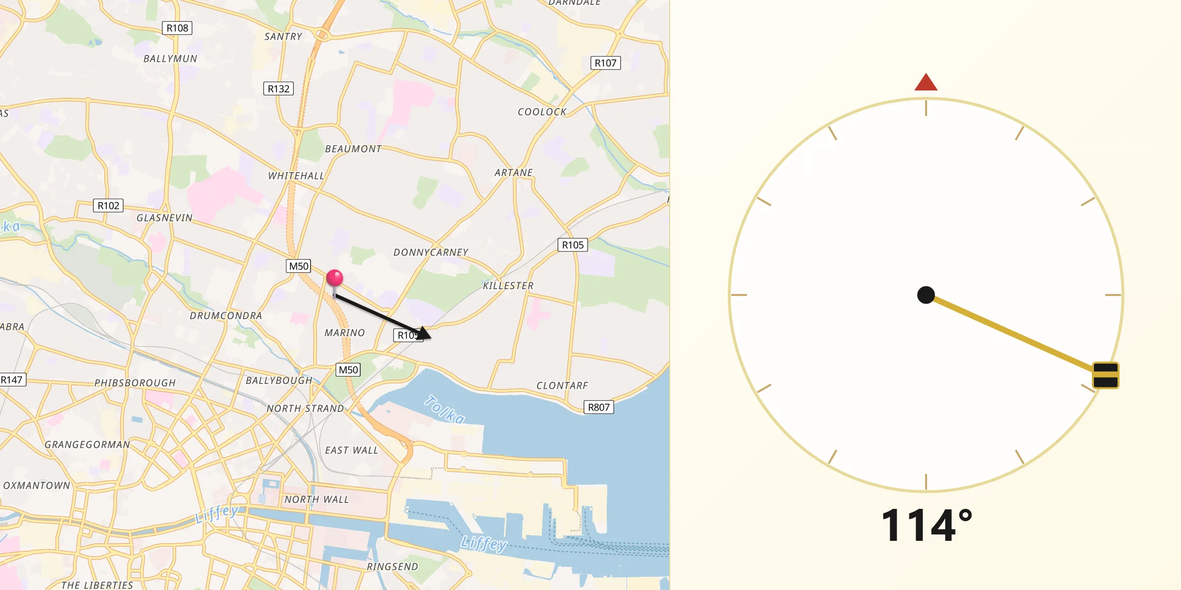 Qibla Direction from Marino