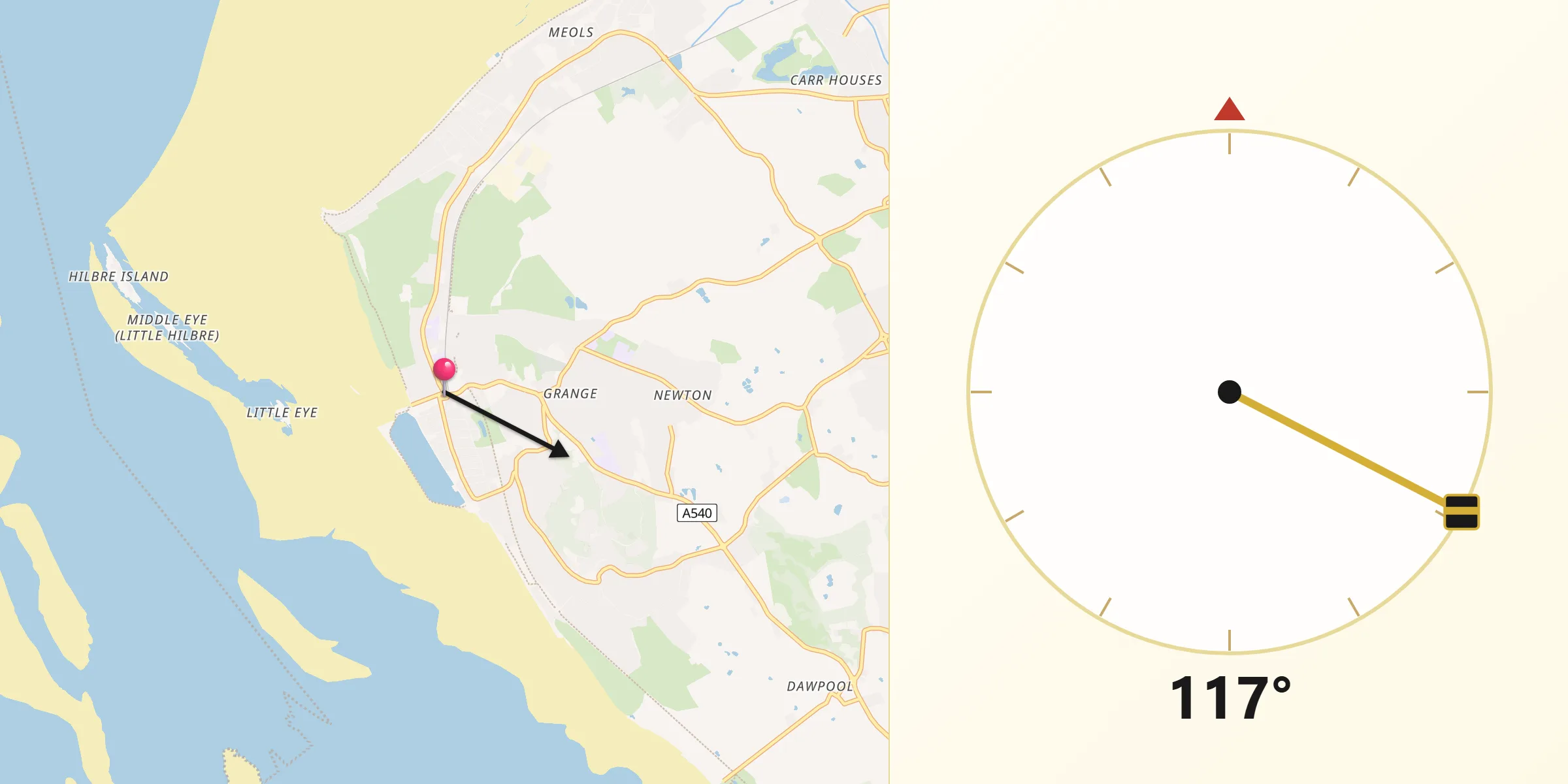 Qibla Direction from West Kirby
