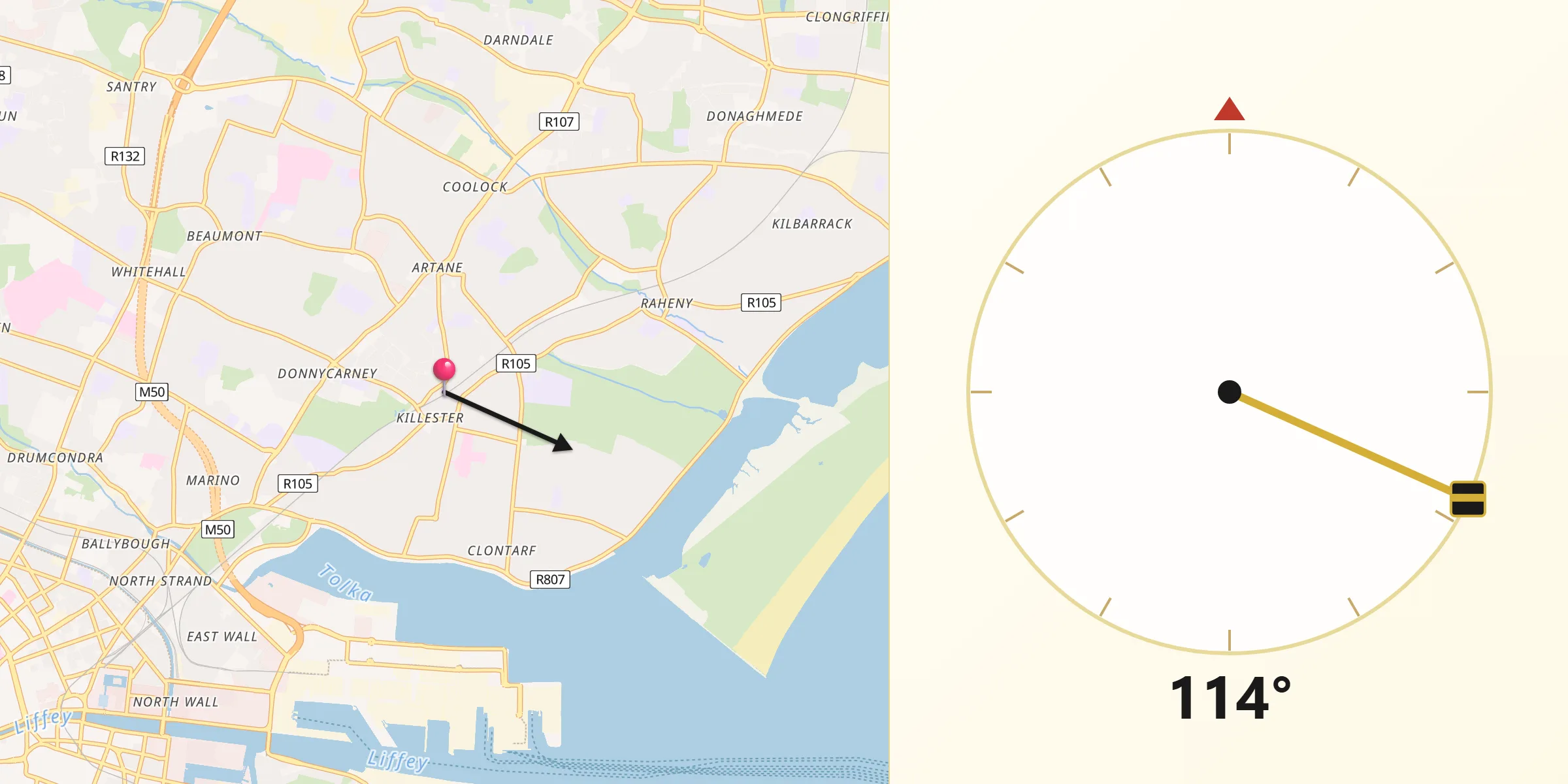 Qibla Direction from Killester