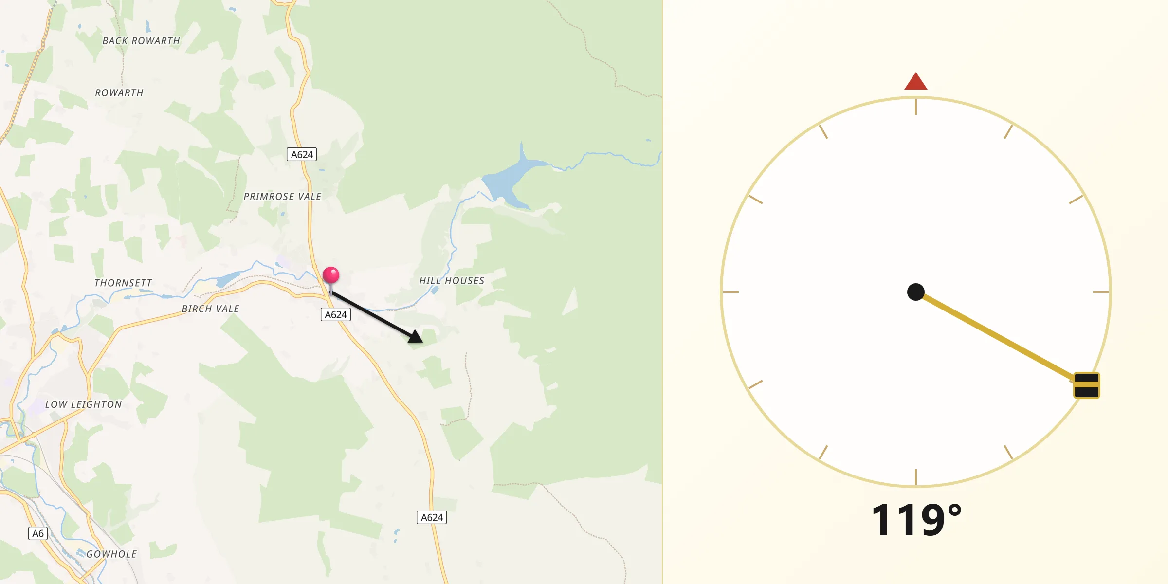 Qibla Direction from Hayfield