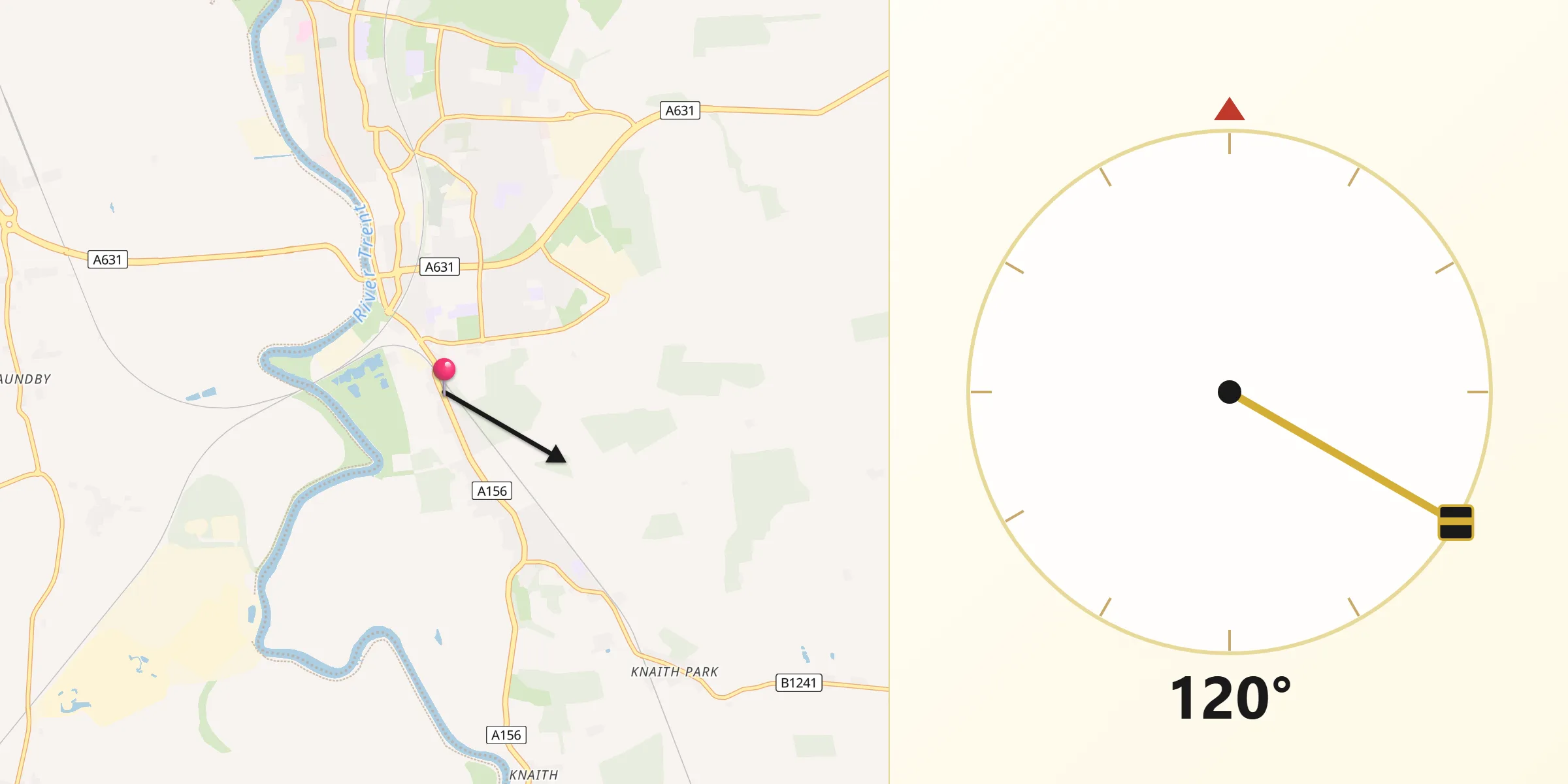 Qibla Direction from Gainsborough