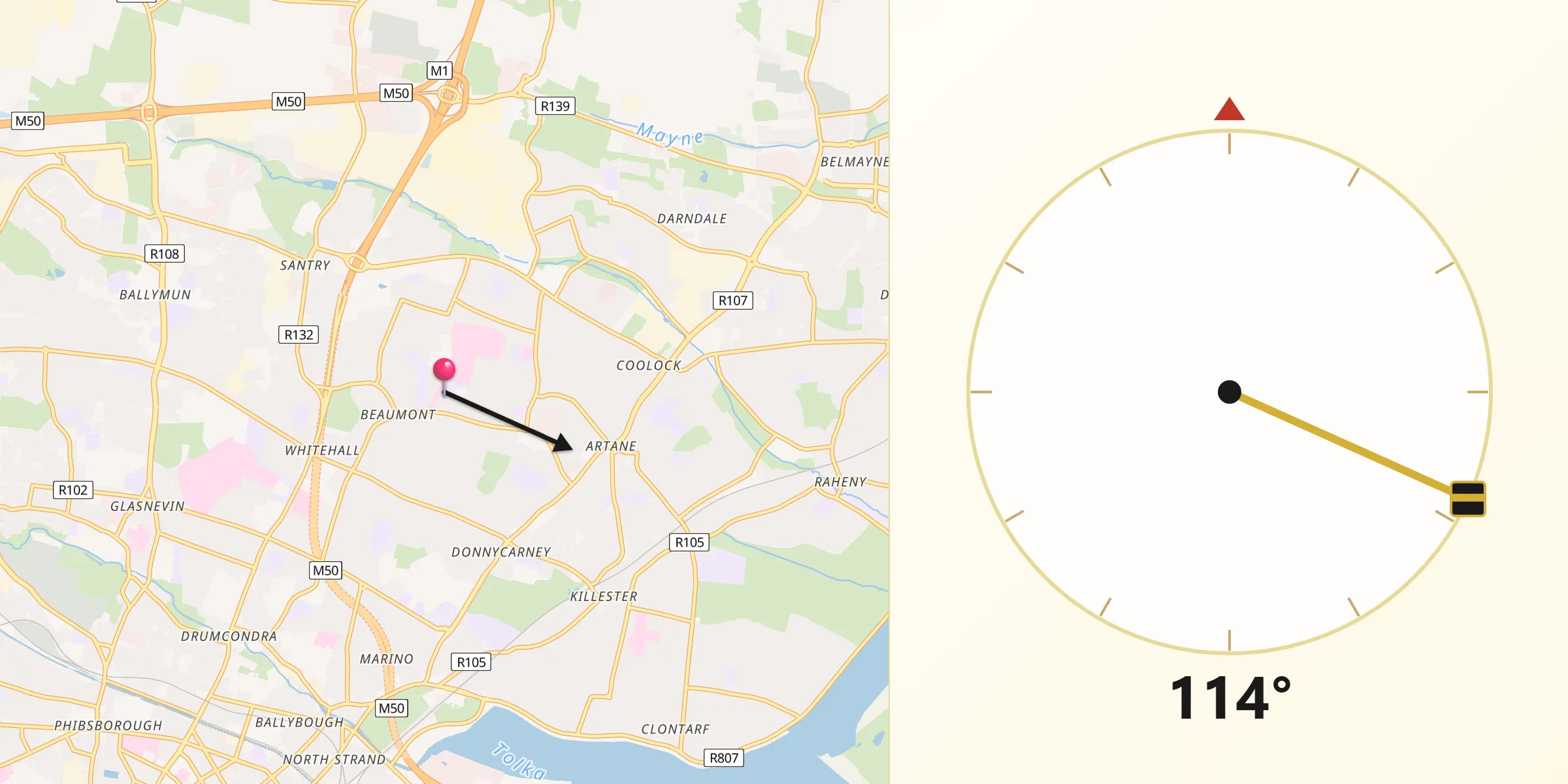 Qibla Direction from Beaumont
