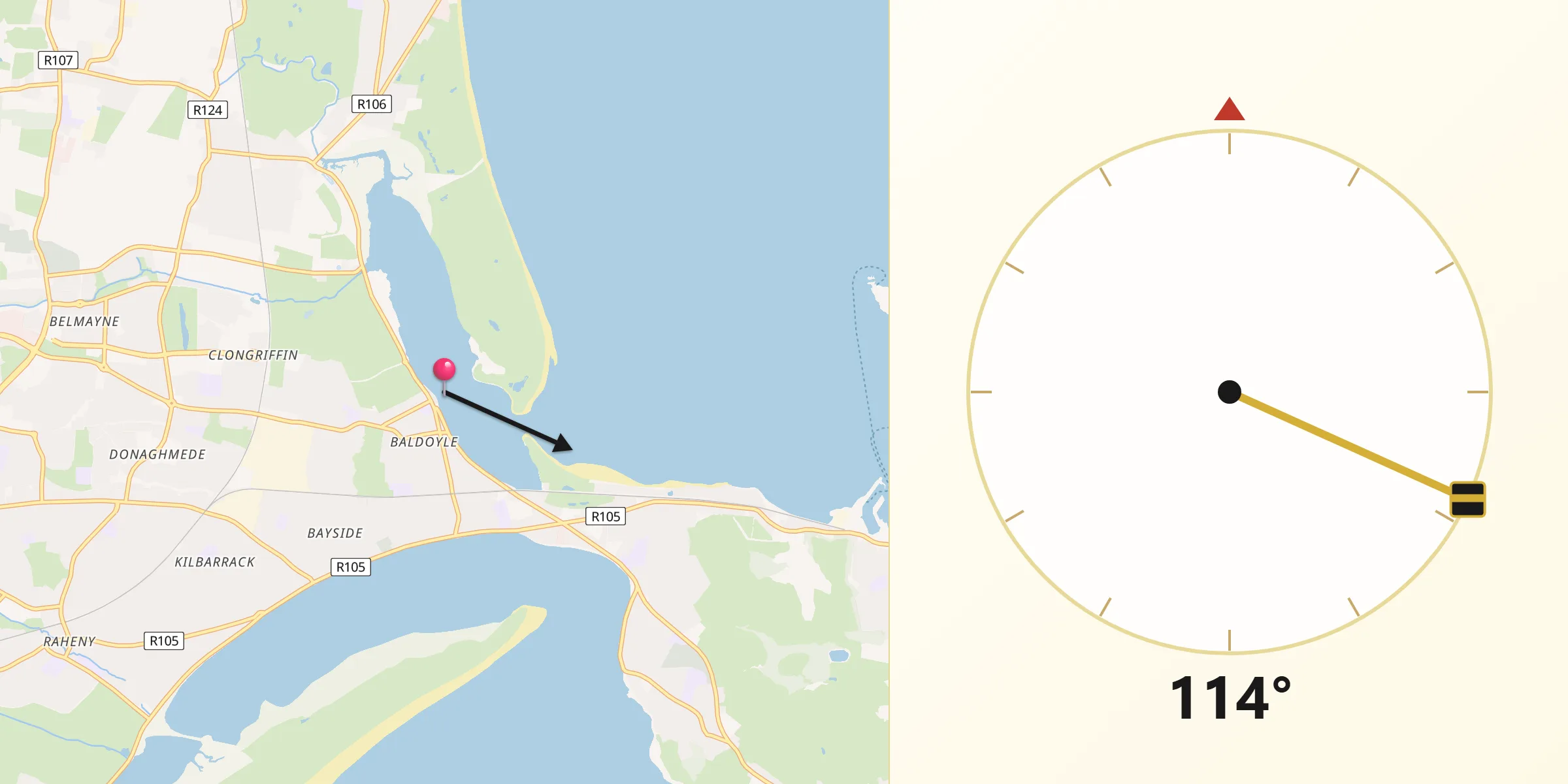 Qibla Direction from Baldoyle