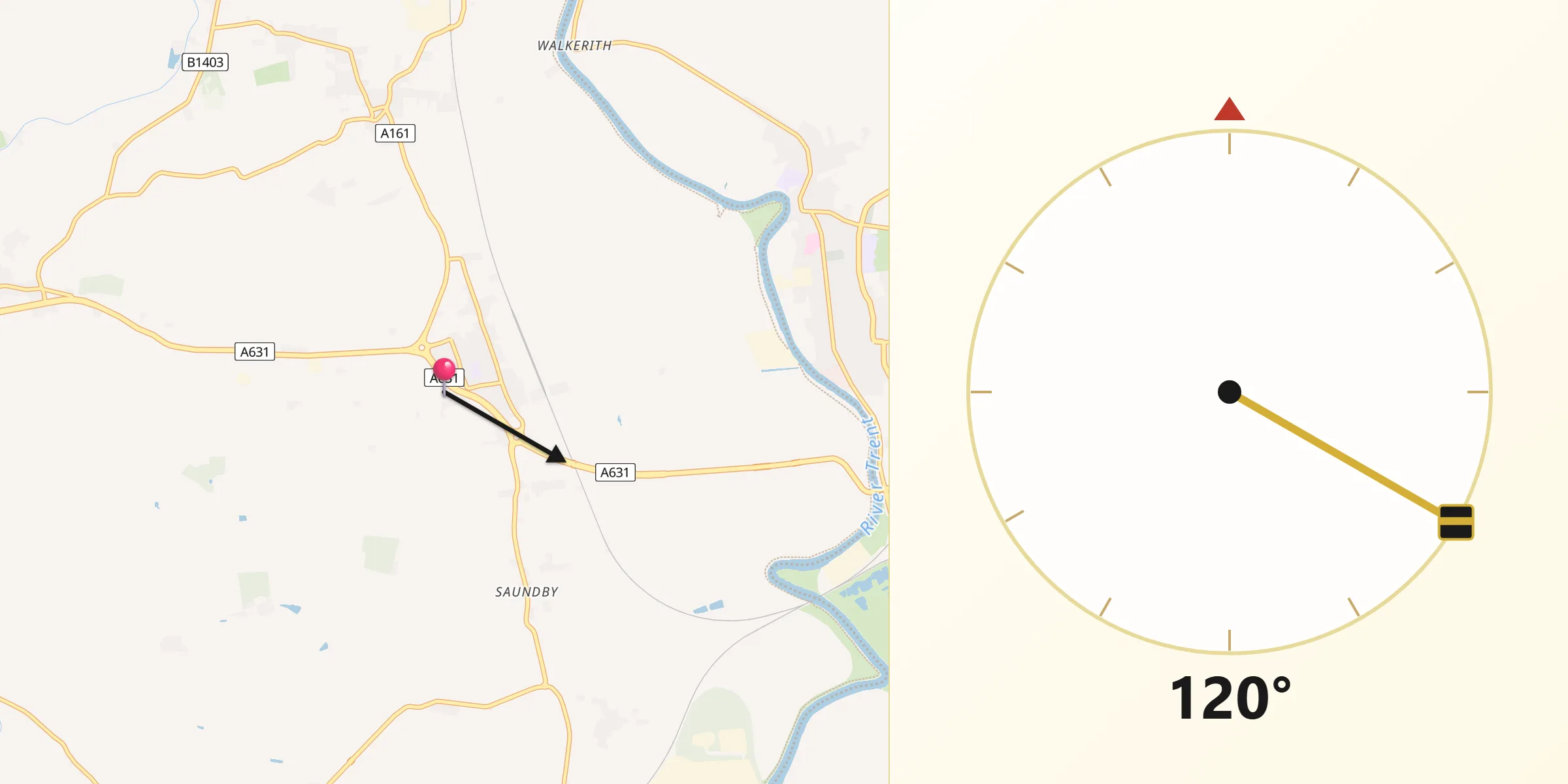 Qibla Direction from Beckingham