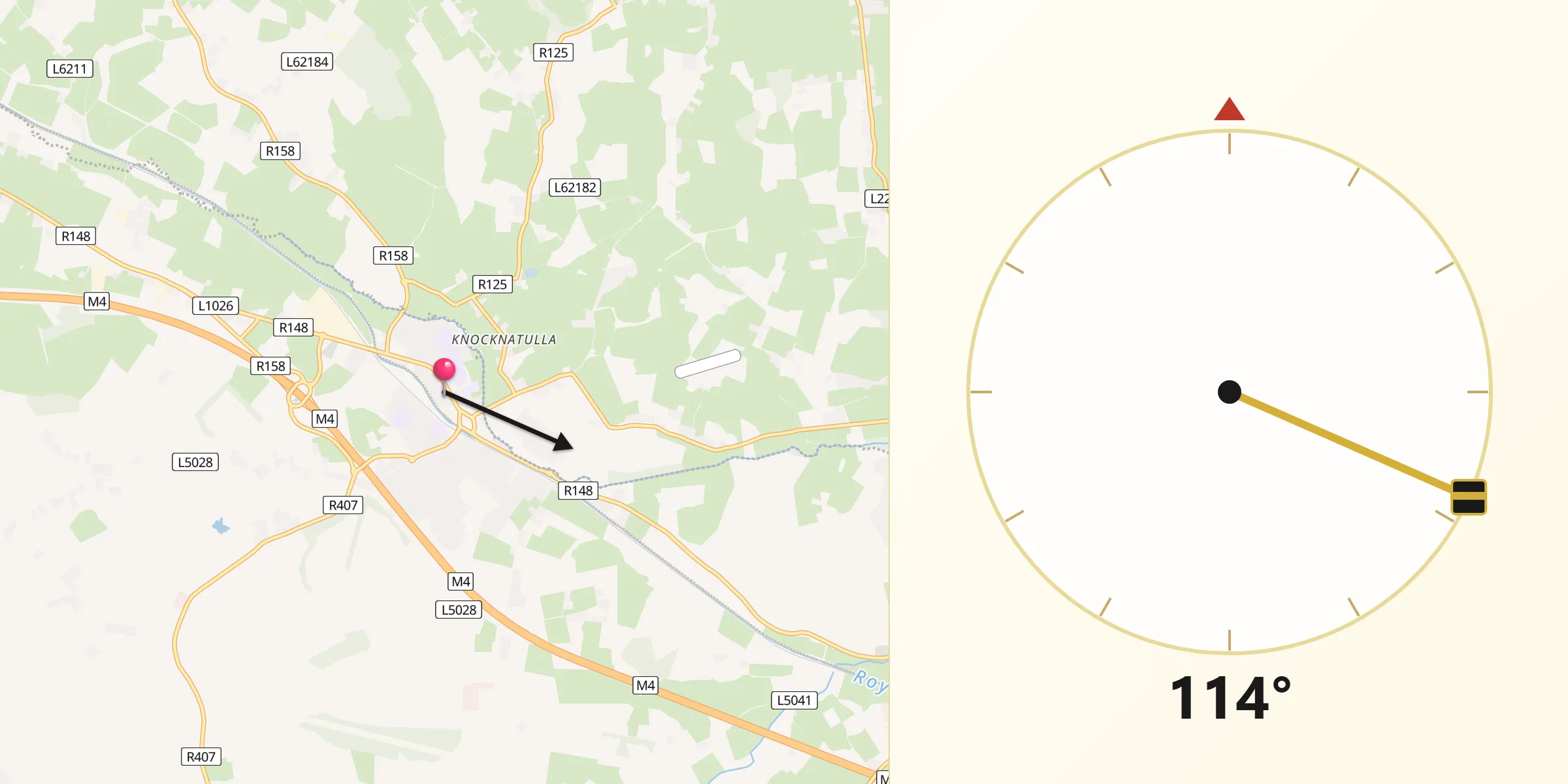 Qibla Direction from Kilcock