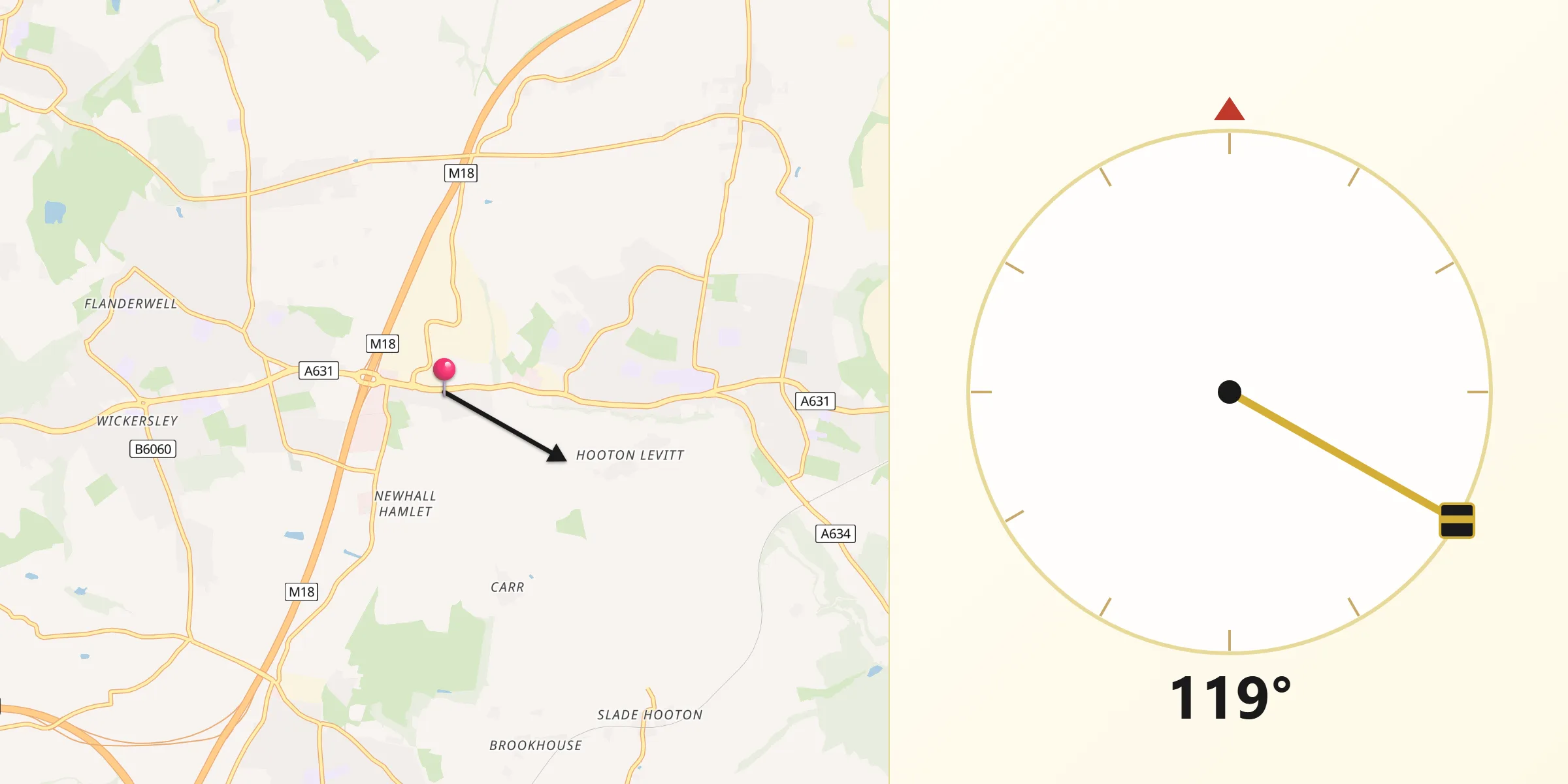 Qibla Direction from Hellaby