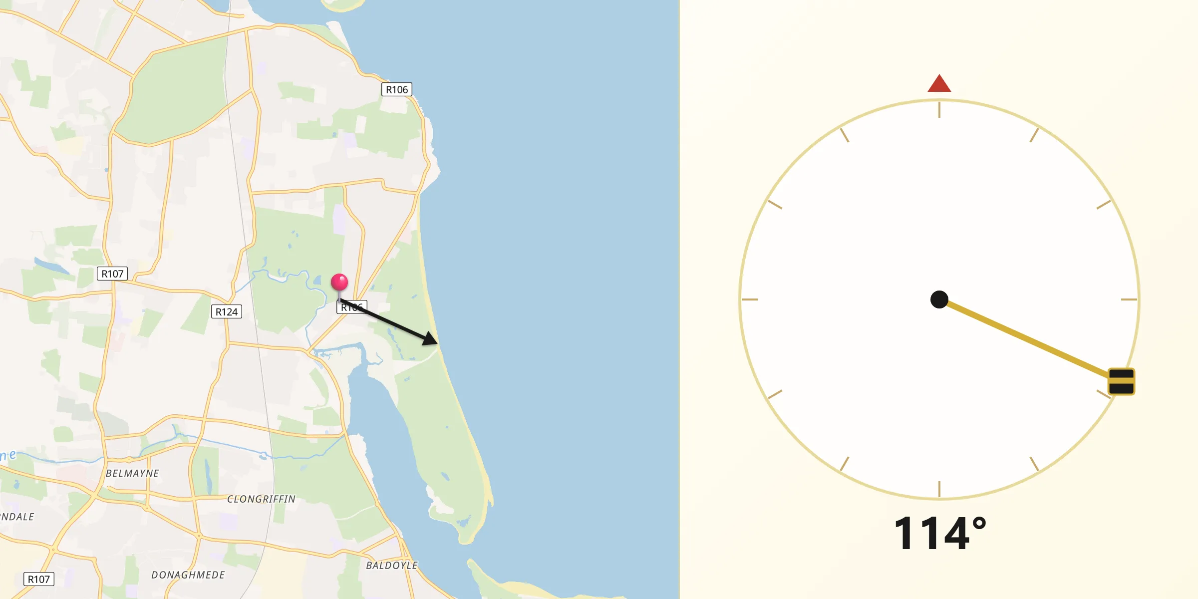 Qibla Direction from Portmarnock