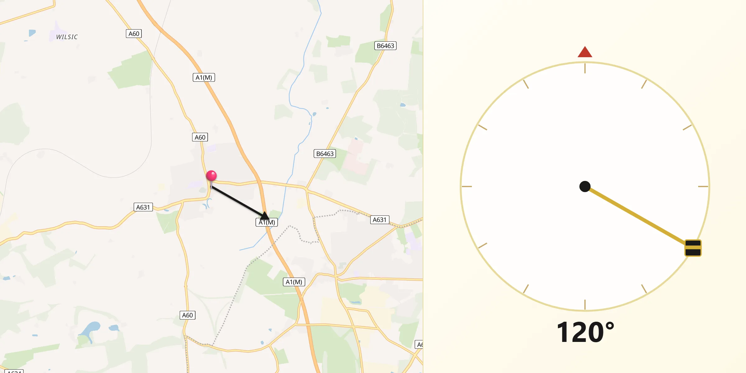 Qibla Direction from Tickhill