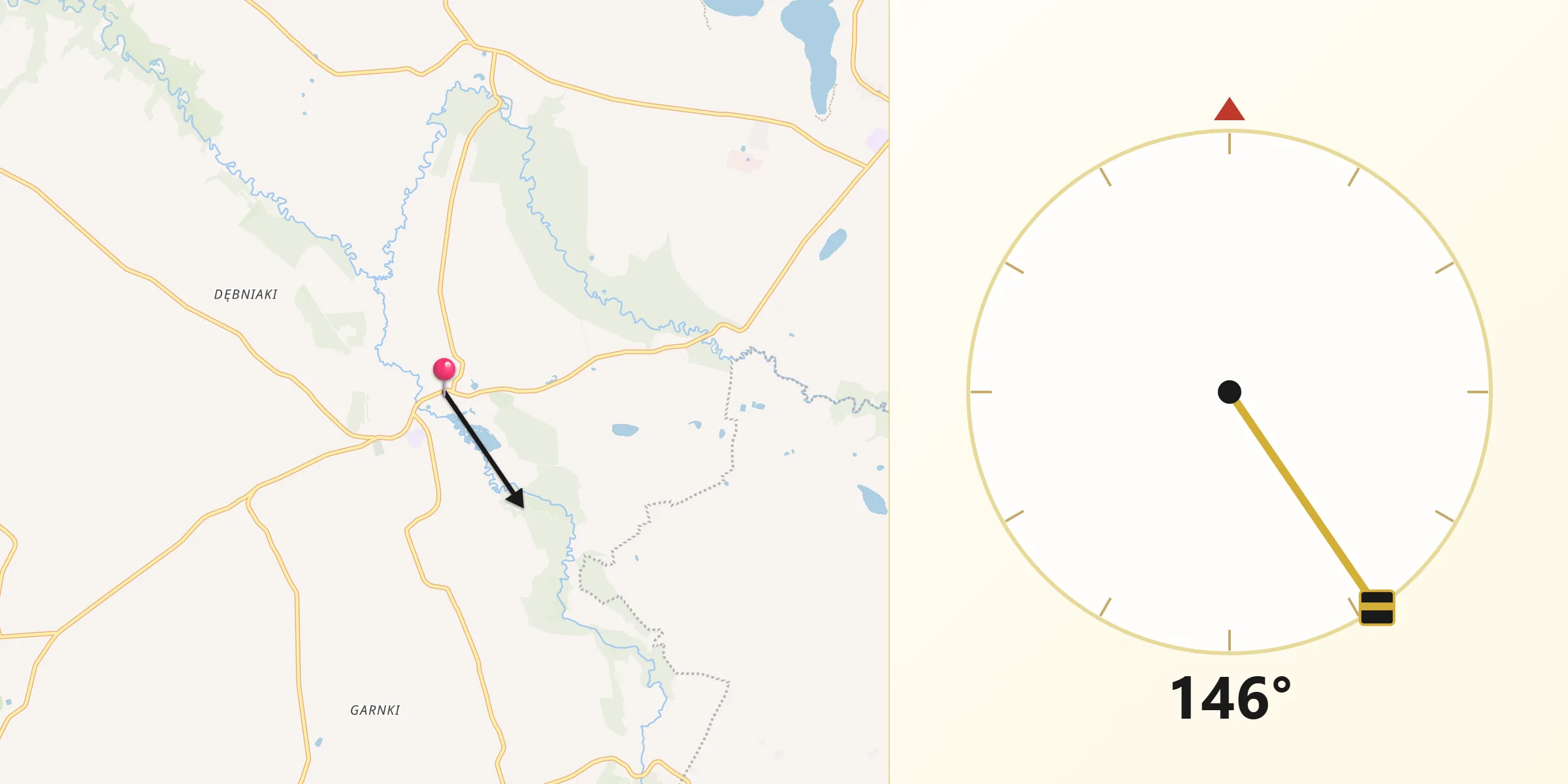 Kierunek Qibla z Świecie nad Osą