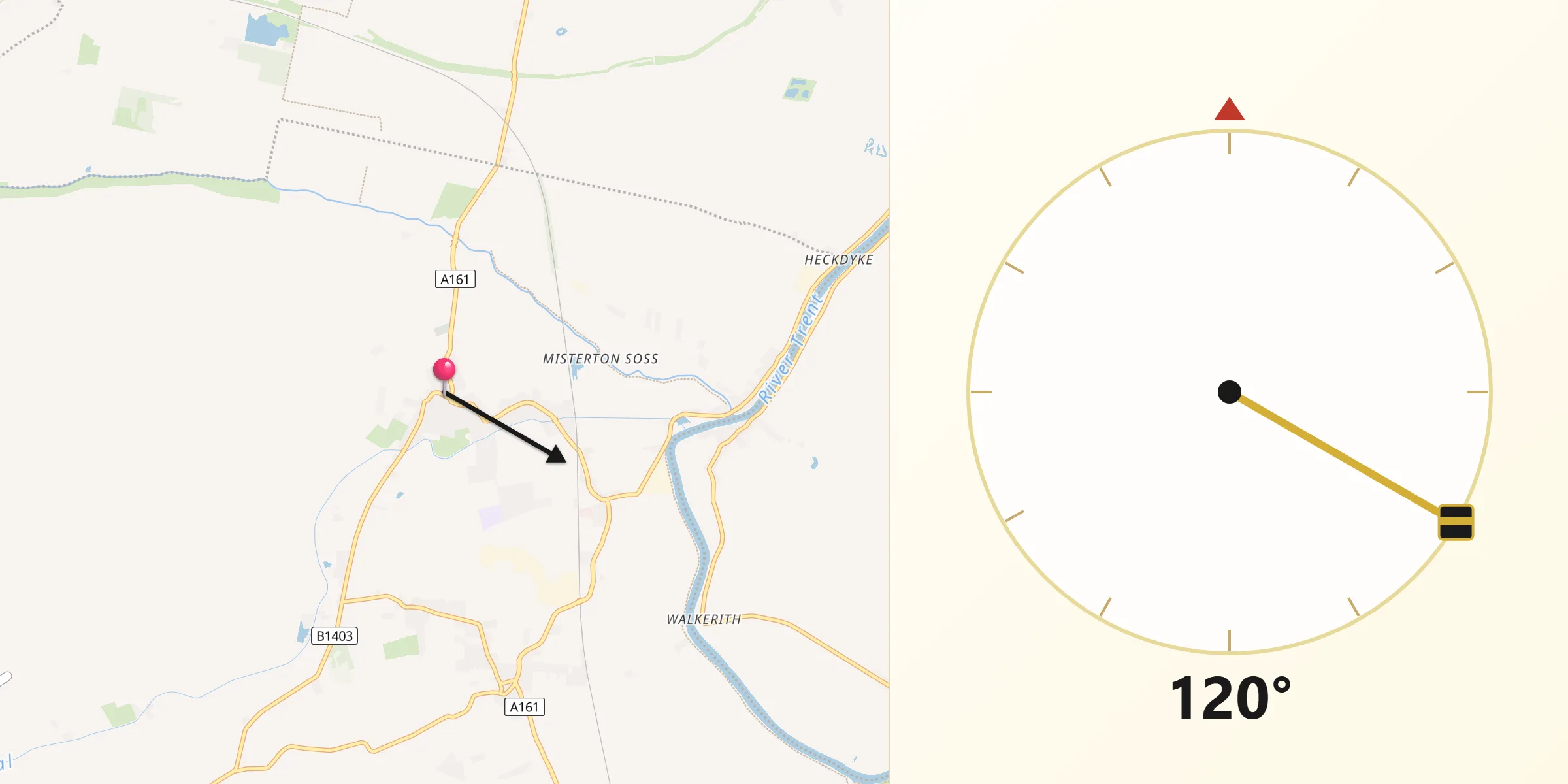 Qibla Direction from Misterton