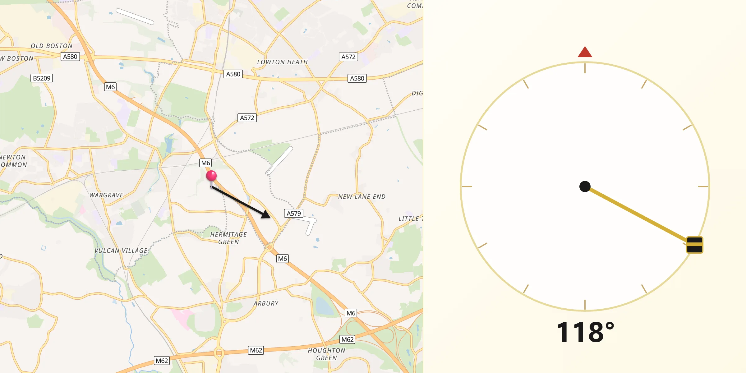 Qibla Direction from Newton-le-Willows