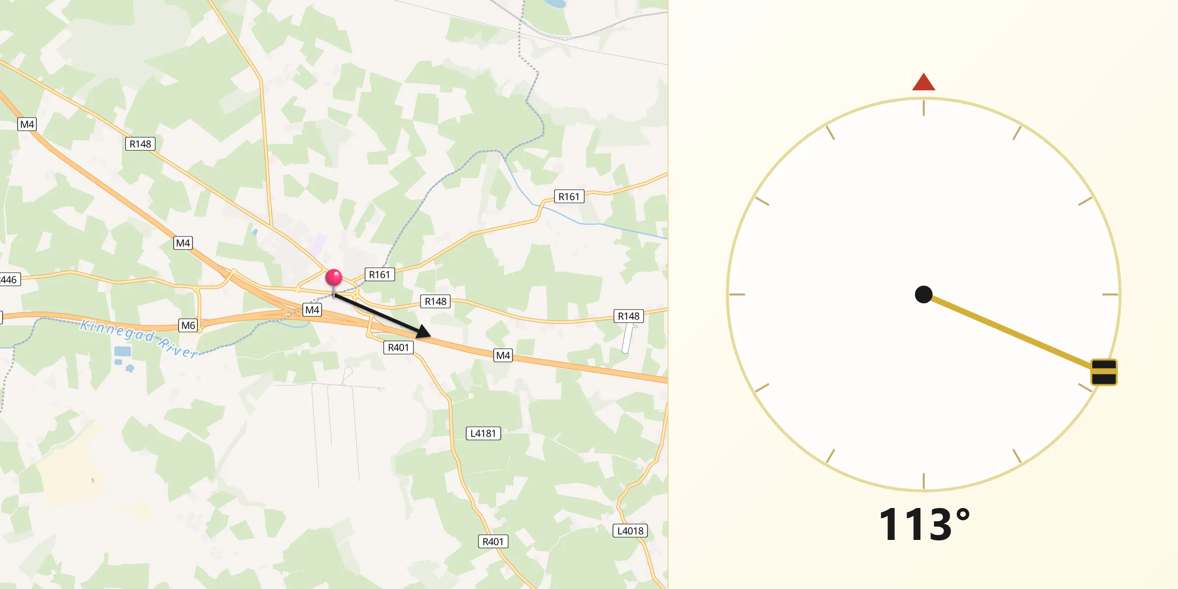 Qibla Direction from Kinnegad